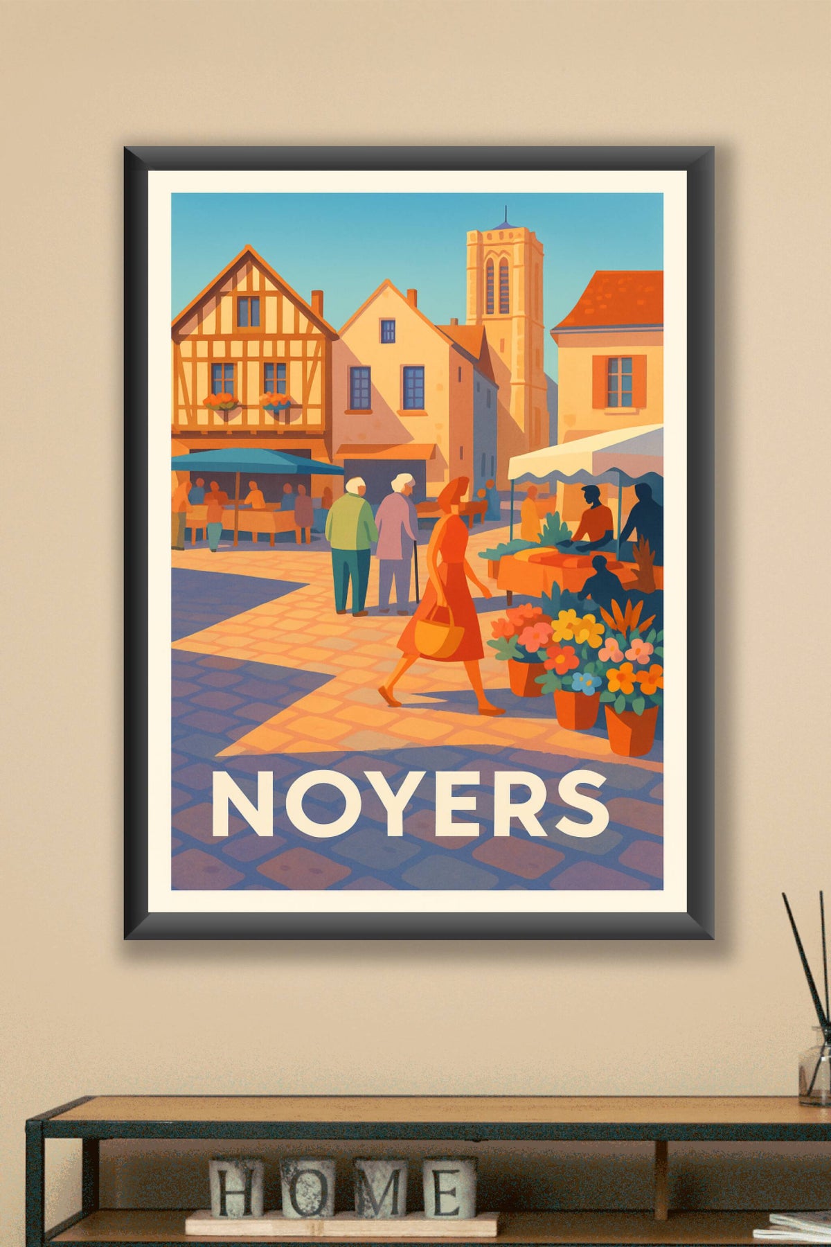 Affiche Noyers — Charme et convivialité au cœur de la ville · poster d'art de Noyers
