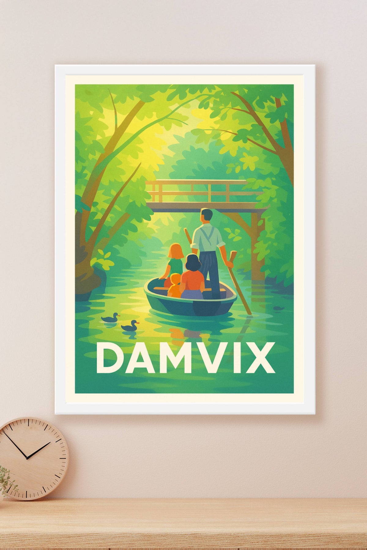 Affiche Damvix — Évasion bucolique en barque sur les canaux · poster d'art de Damvix