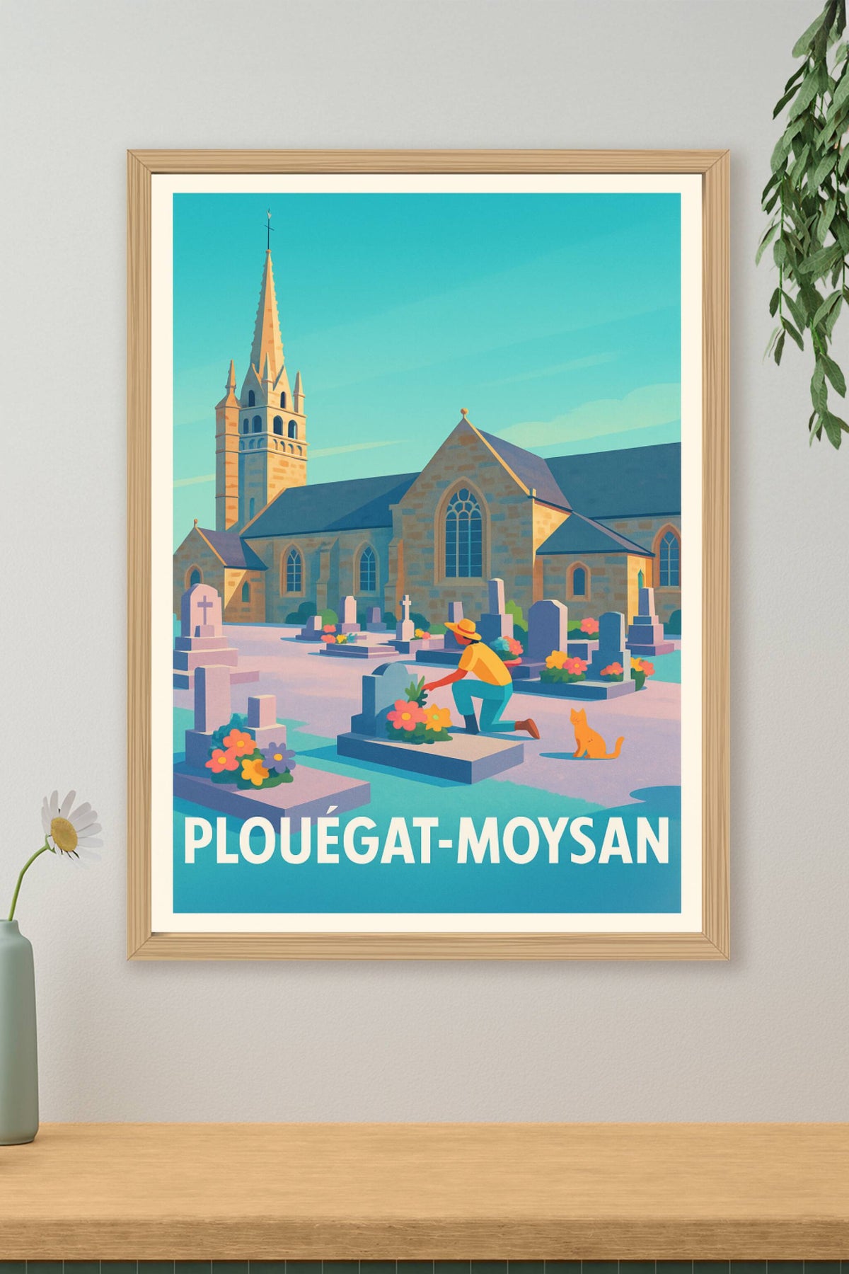 Affiche Plouégat-Moysan — Un coin paisible chargé d'histoire · poster d'art de Plouégat-Moysan