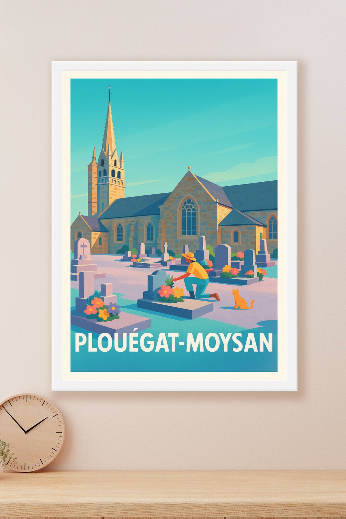 Affiche Plouégat-Moysan — Un coin paisible chargé d'histoire · poster d'art de Plouégat-Moysan