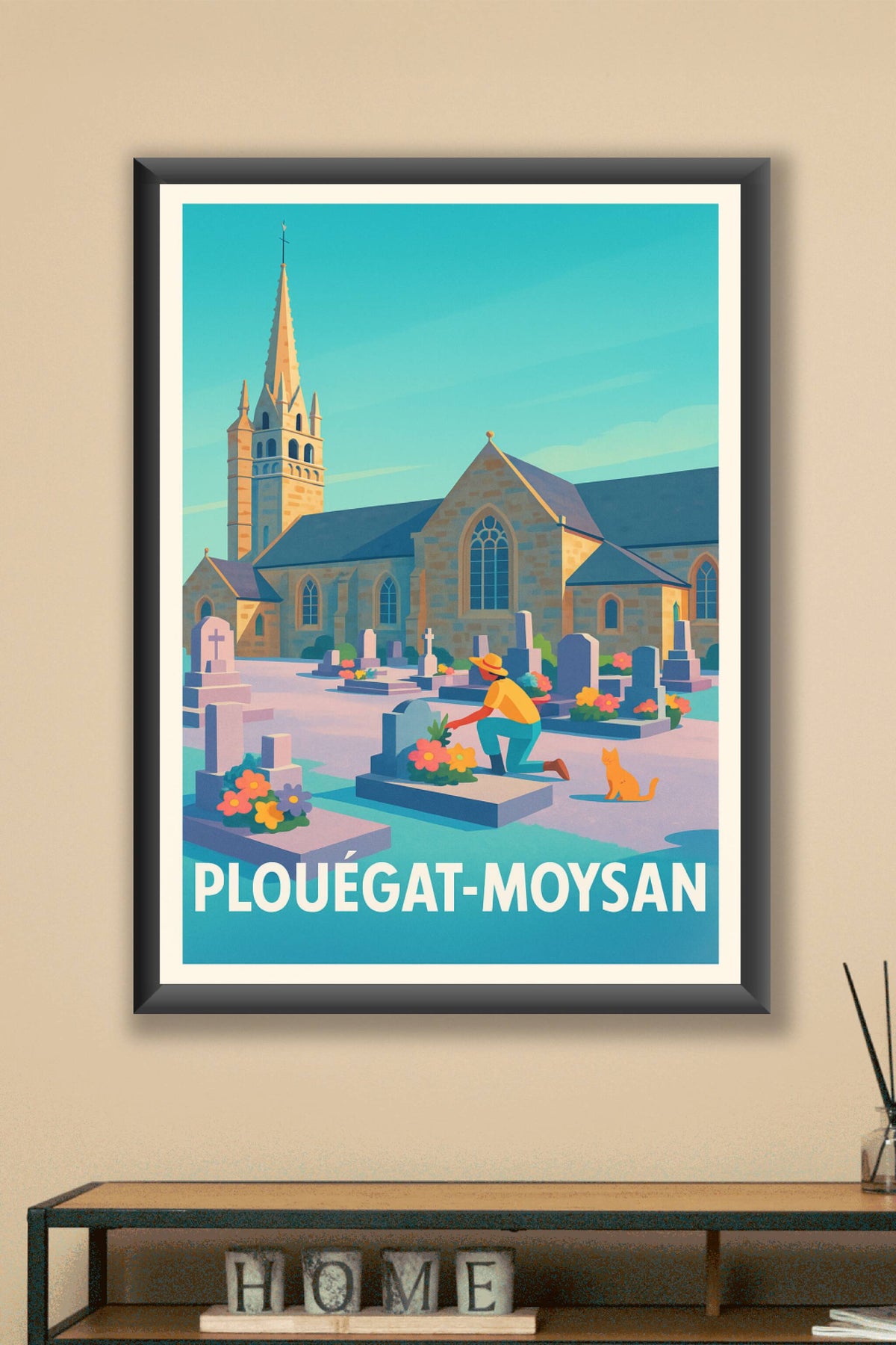 Affiche Plouégat-Moysan — Un coin paisible chargé d'histoire · poster d'art de Plouégat-Moysan