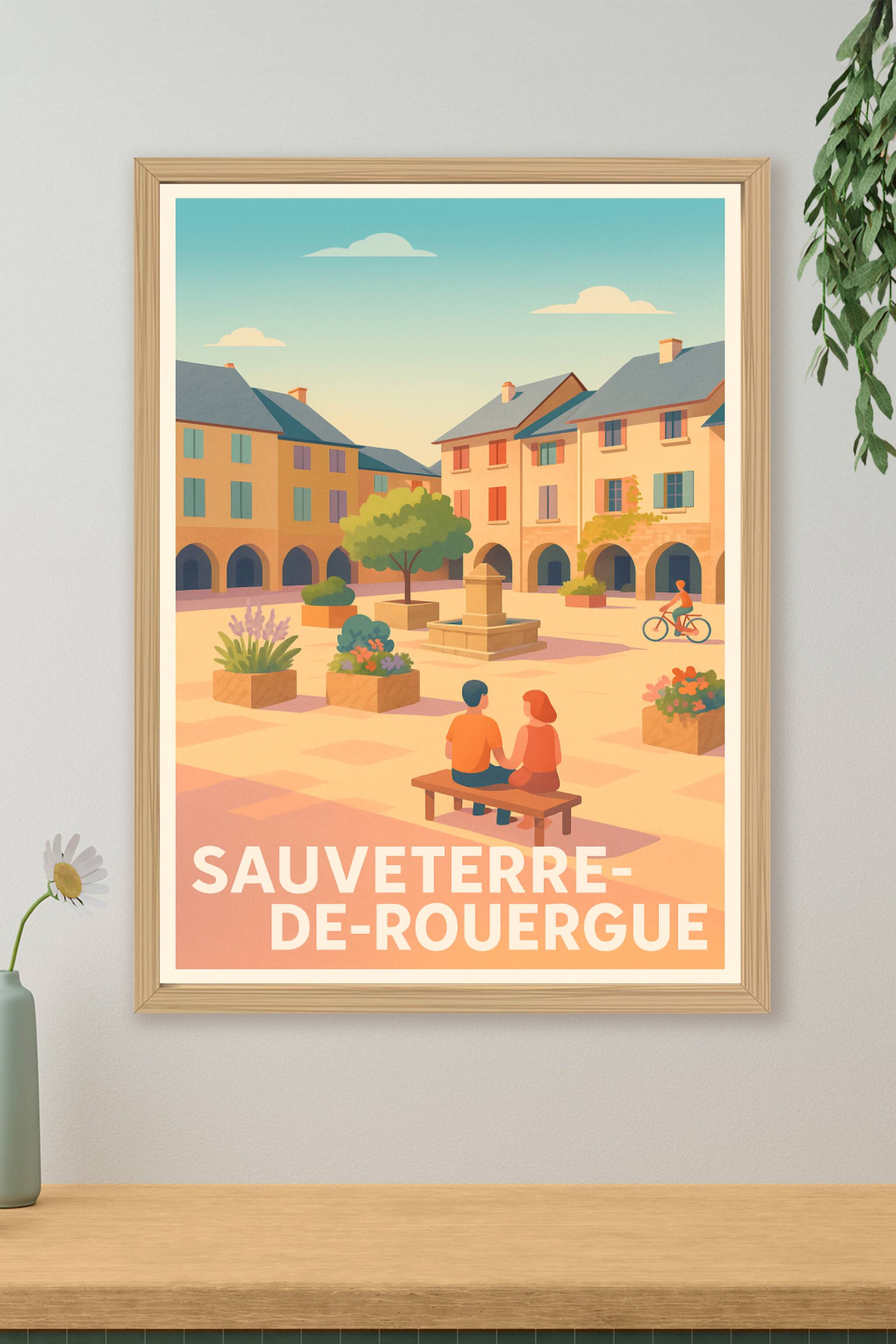 Affiche de Sauveterre-de-Rouergue - Charme et douceur en midi rouge