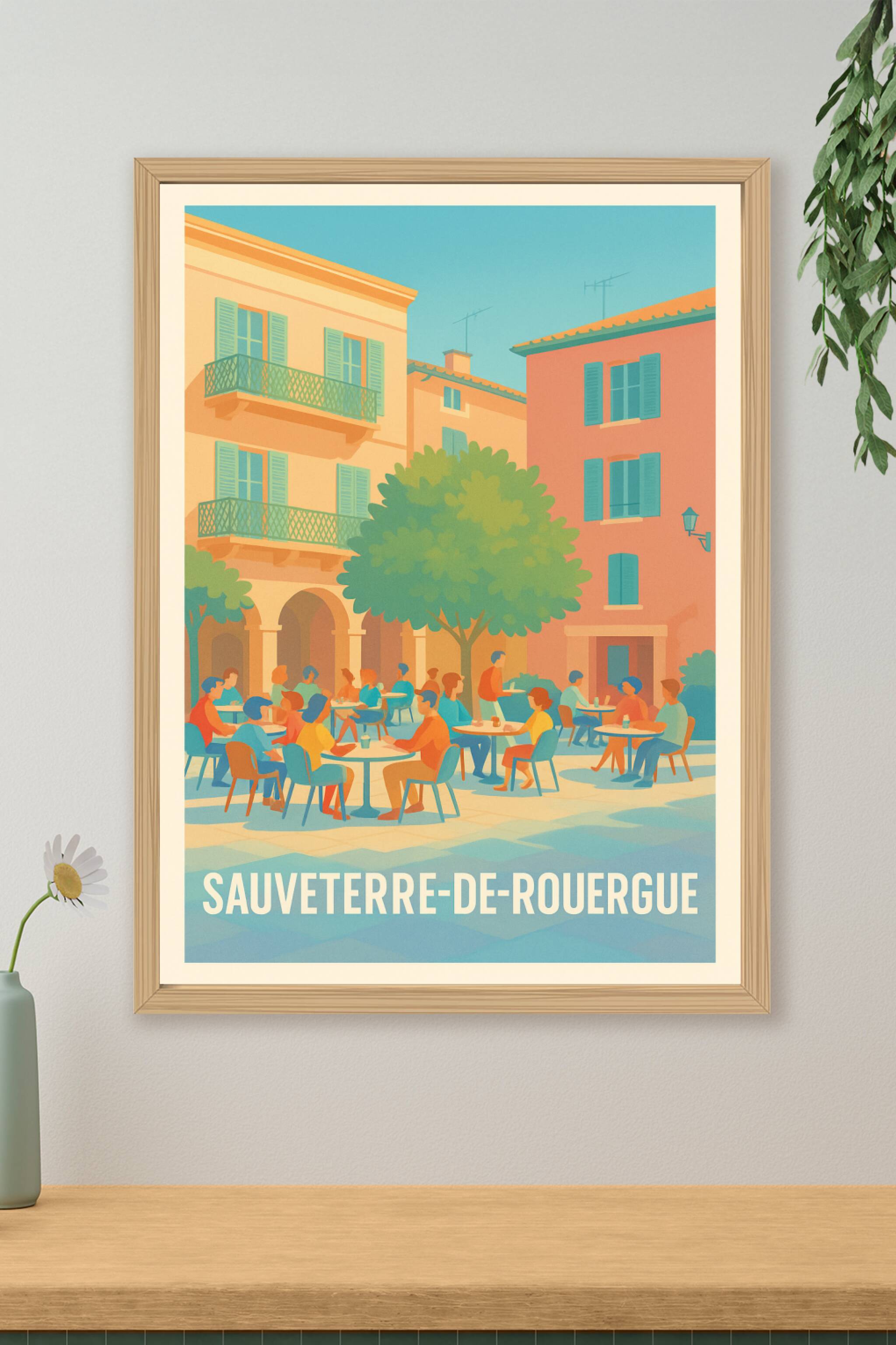 Affiche de Sauveterre-de-Rouergue - Charme et convivialité au cœur de la place