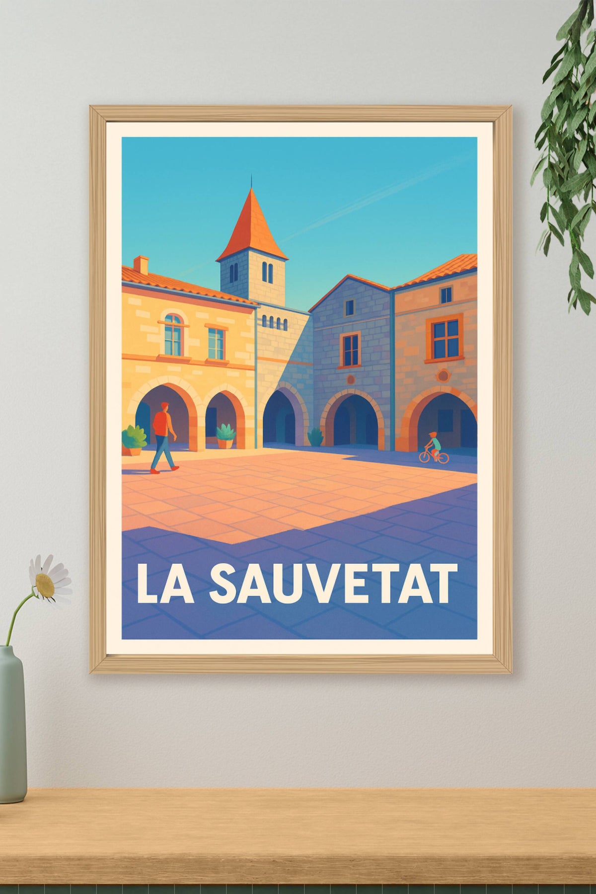 Affiche La Sauvetat — Charme et sérénité au cœur de la place centrale · poster d'art de La Sauvetat