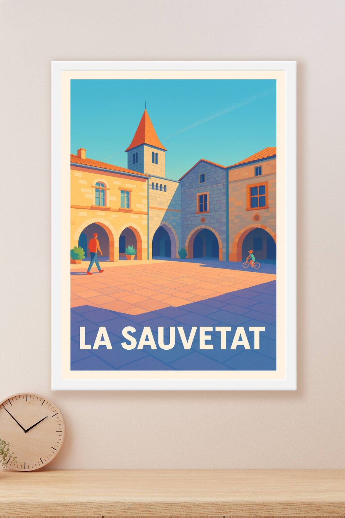 Affiche La Sauvetat — Charme et sérénité au cœur de la place centrale · poster d'art de La Sauvetat