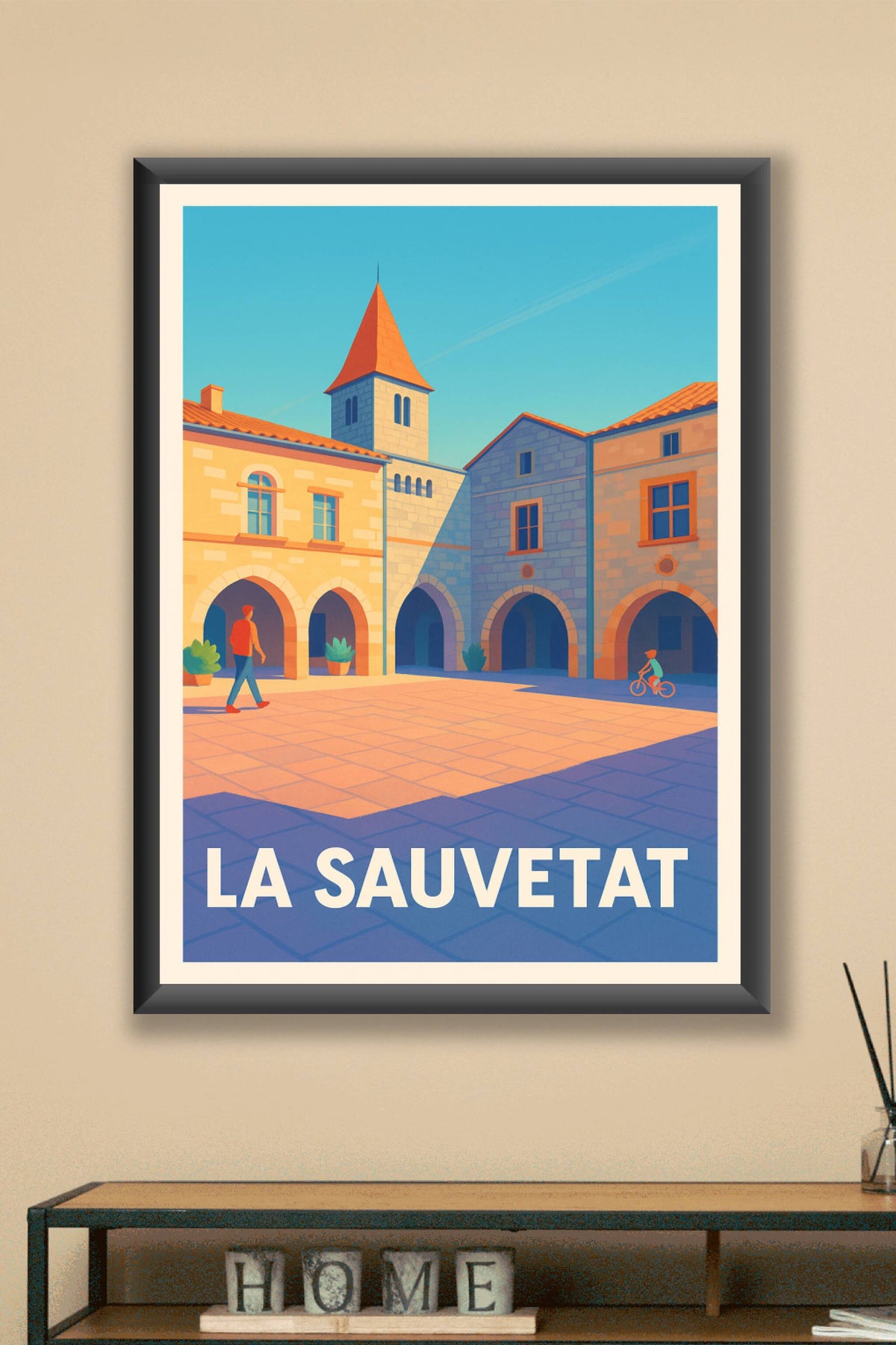 Affiche La Sauvetat — Charme et sérénité au cœur de la place centrale · poster d'art de La Sauvetat