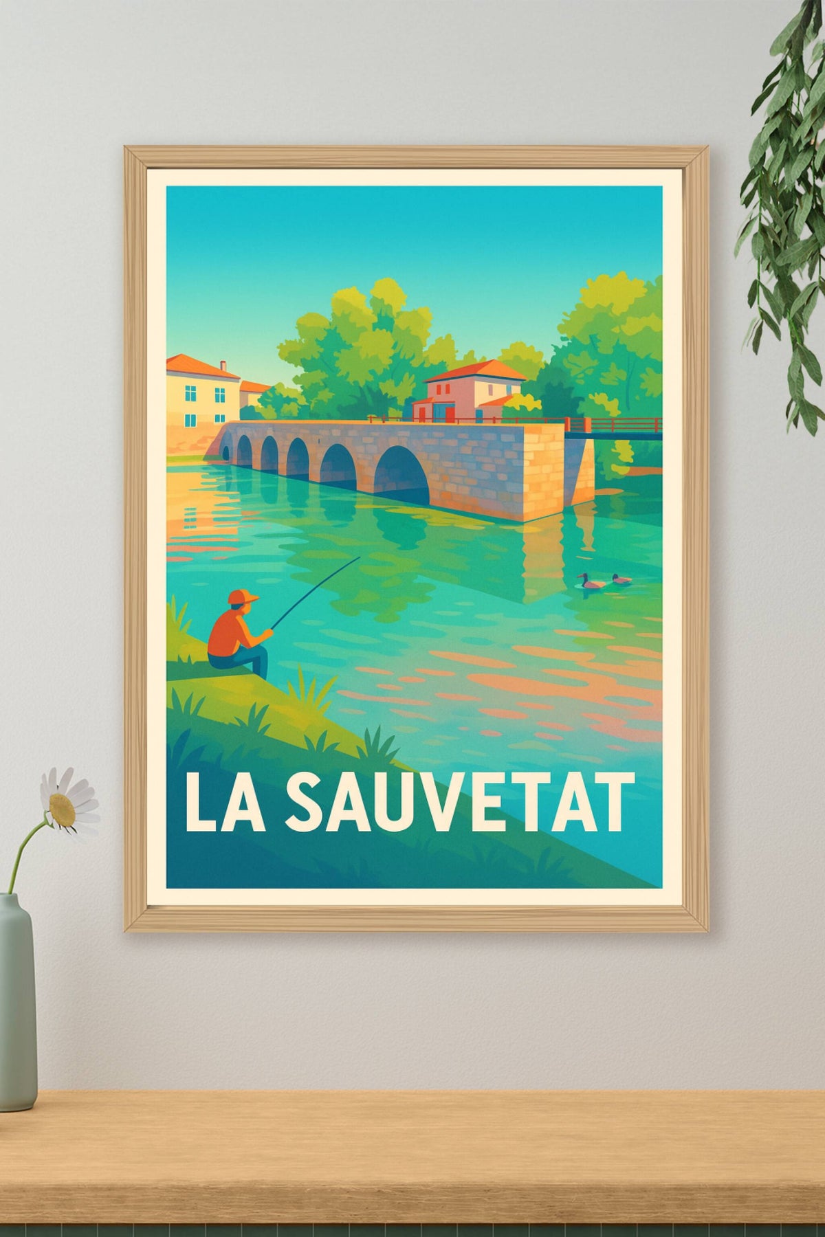 Affiche La Sauvetat — Tranquillité au fil de l'eau · poster d'art de La Sauvetat