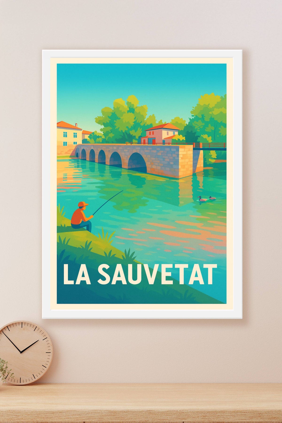 Affiche La Sauvetat — Tranquillité au fil de l'eau · poster d'art de La Sauvetat