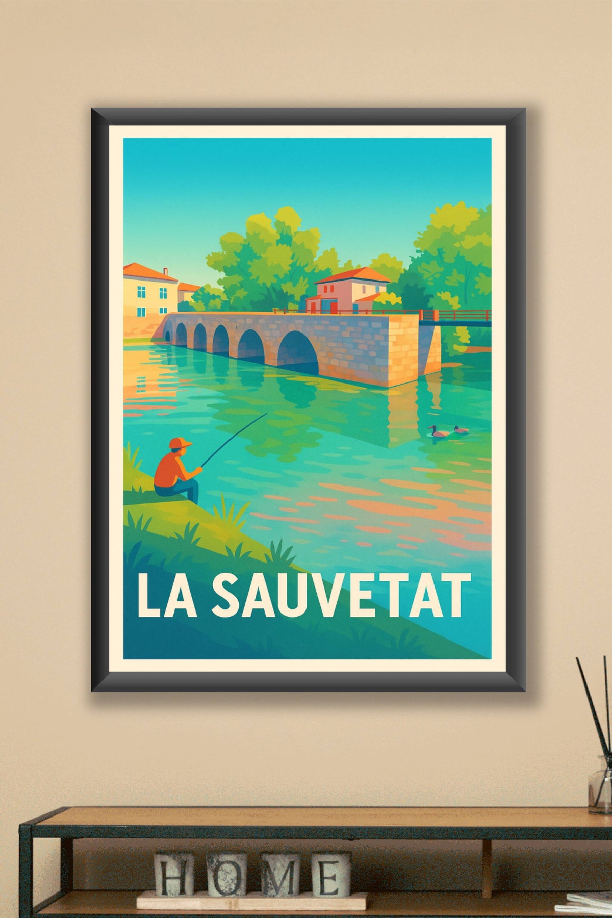 Affiche La Sauvetat — Tranquillité au fil de l'eau · poster d'art de La Sauvetat