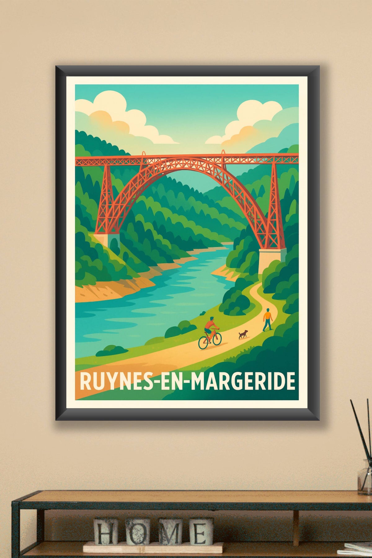 Affiche Ruynes-en-Margeride — Nature et promenade au fil de l'eau · poster d'art de Ruynes-en-Margeride