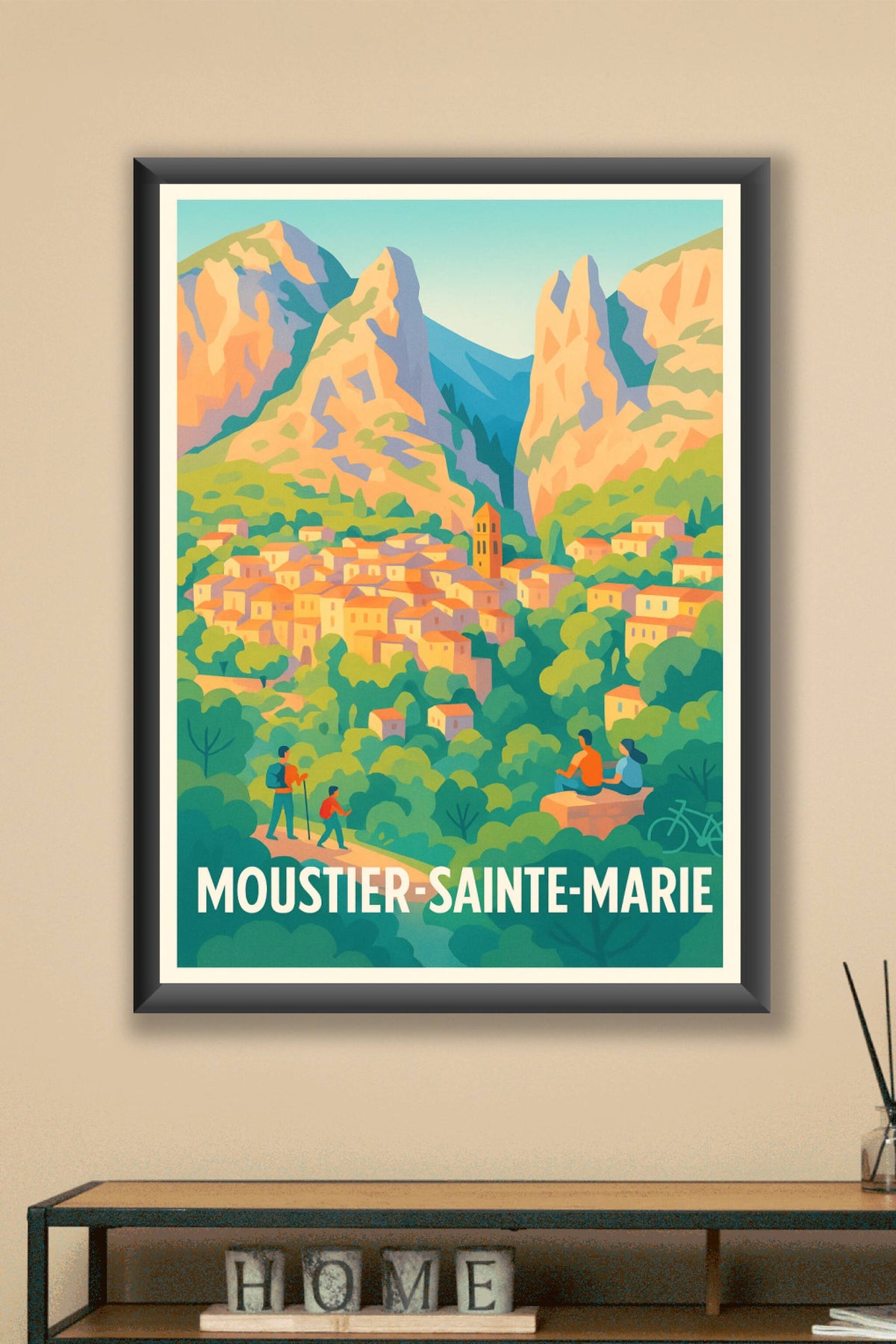 Affiche Moustier-Sainte-Marie — Évasion au cœur des Gorges du Verdon · poster d'art de Moustier-Sainte-Marie