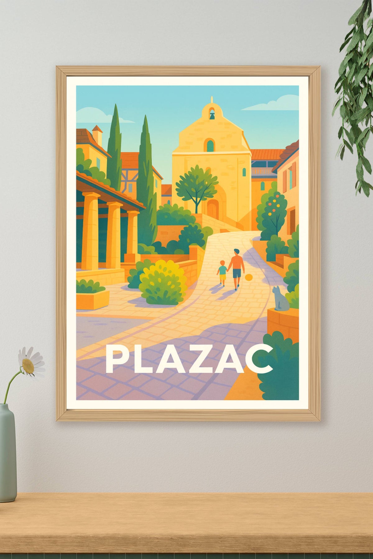 Affiche Plazac — Charme et douceur d'un village ensoleillé · poster d'art de Plazac