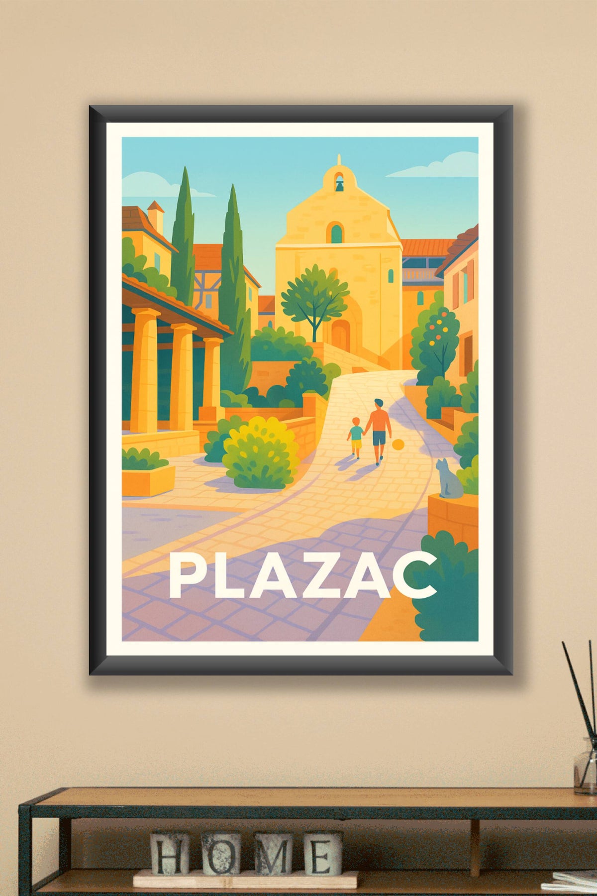 Affiche Plazac — Charme et douceur d'un village ensoleillé · poster d'art de Plazac