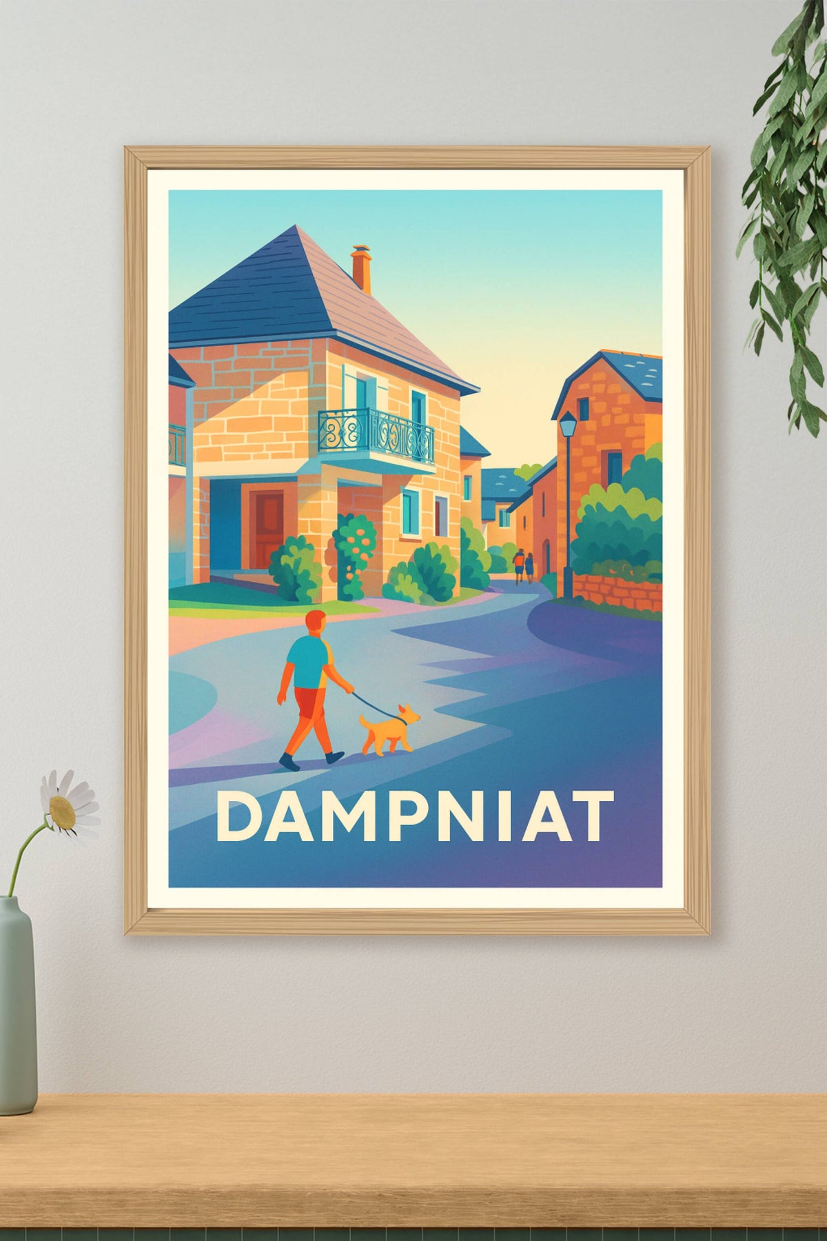 Affiche Dampniat — Promenade paisible au cœur du village · poster d'art de Dampniat