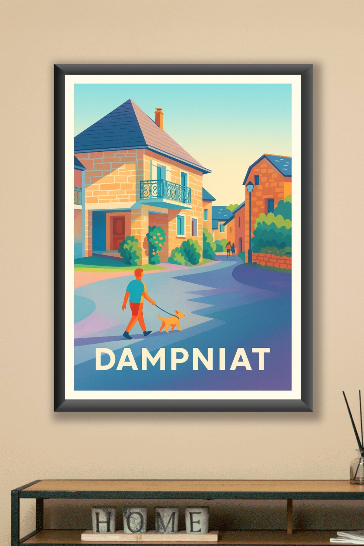 Affiche Dampniat — Promenade paisible au cœur du village · poster d'art de Dampniat