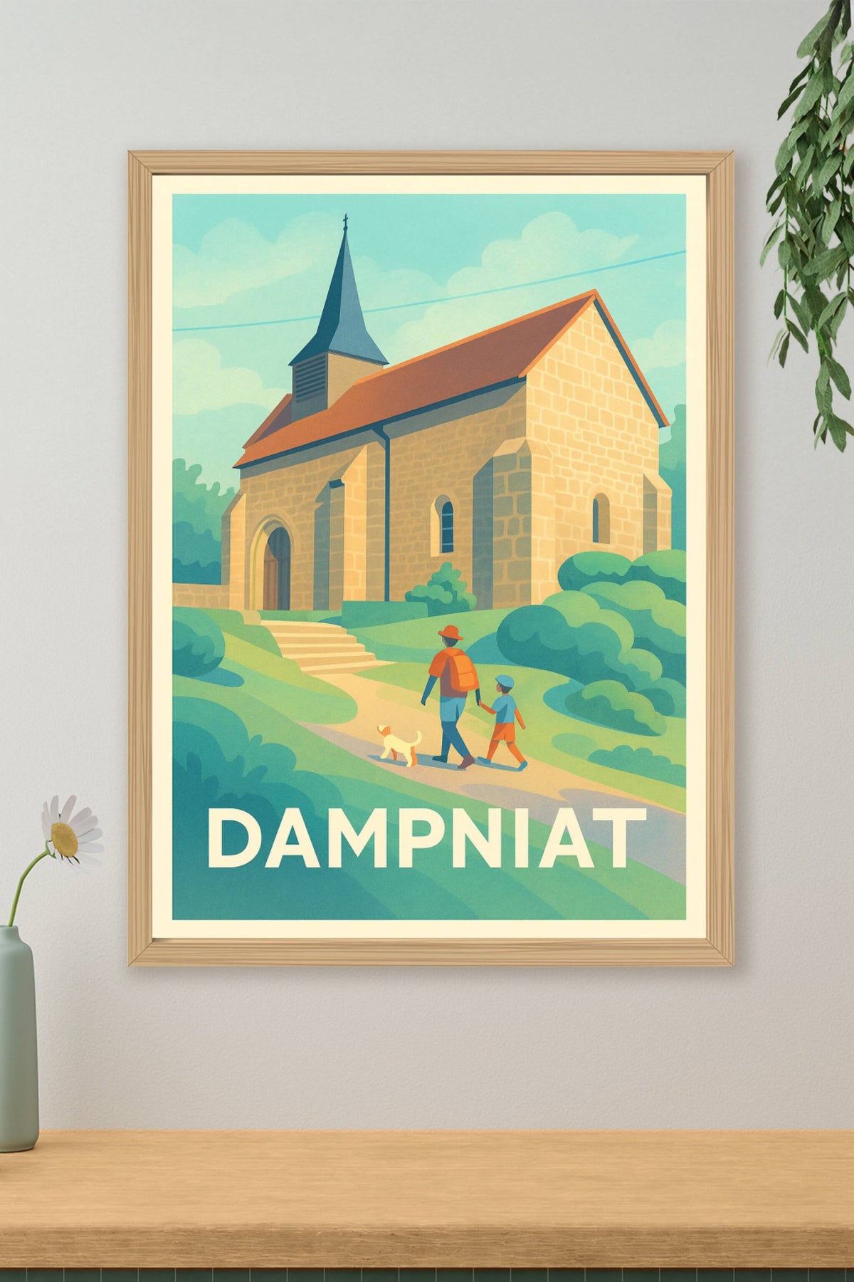 Affiche Dampniat — Promenade au cœur du village · poster d'art de Dampniat