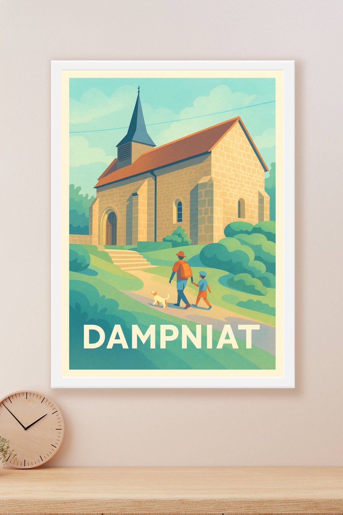 Affiche Dampniat — Promenade au cœur du village · poster d'art de Dampniat