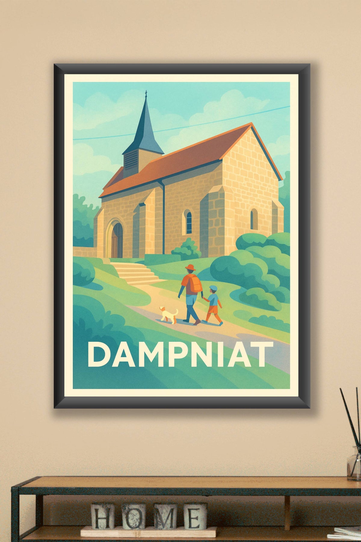 Affiche Dampniat — Promenade au cœur du village · poster d'art de Dampniat