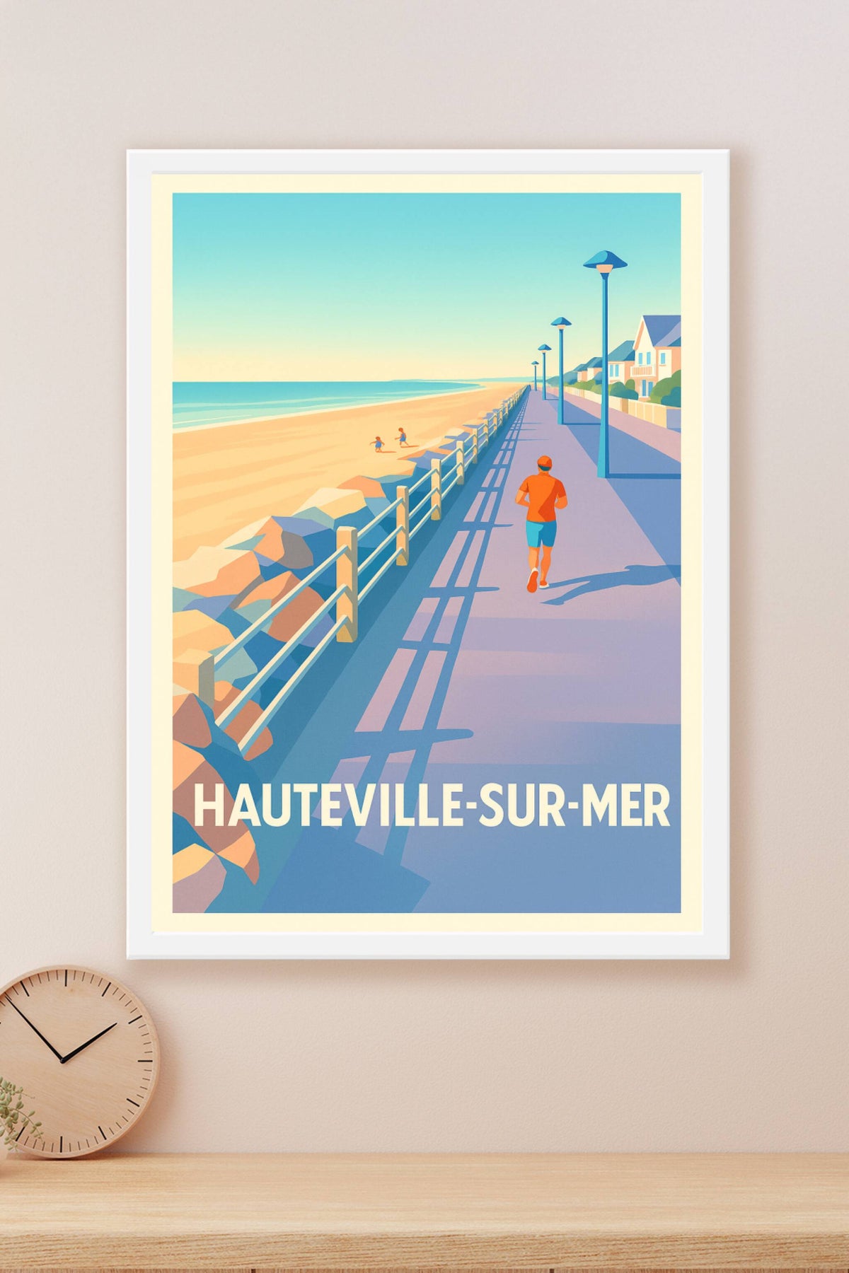 Affiche Hauteville-sur-Mer — Promenade vivifiante au bord de l'océan · poster d'art de Hauteville-sur-Mer