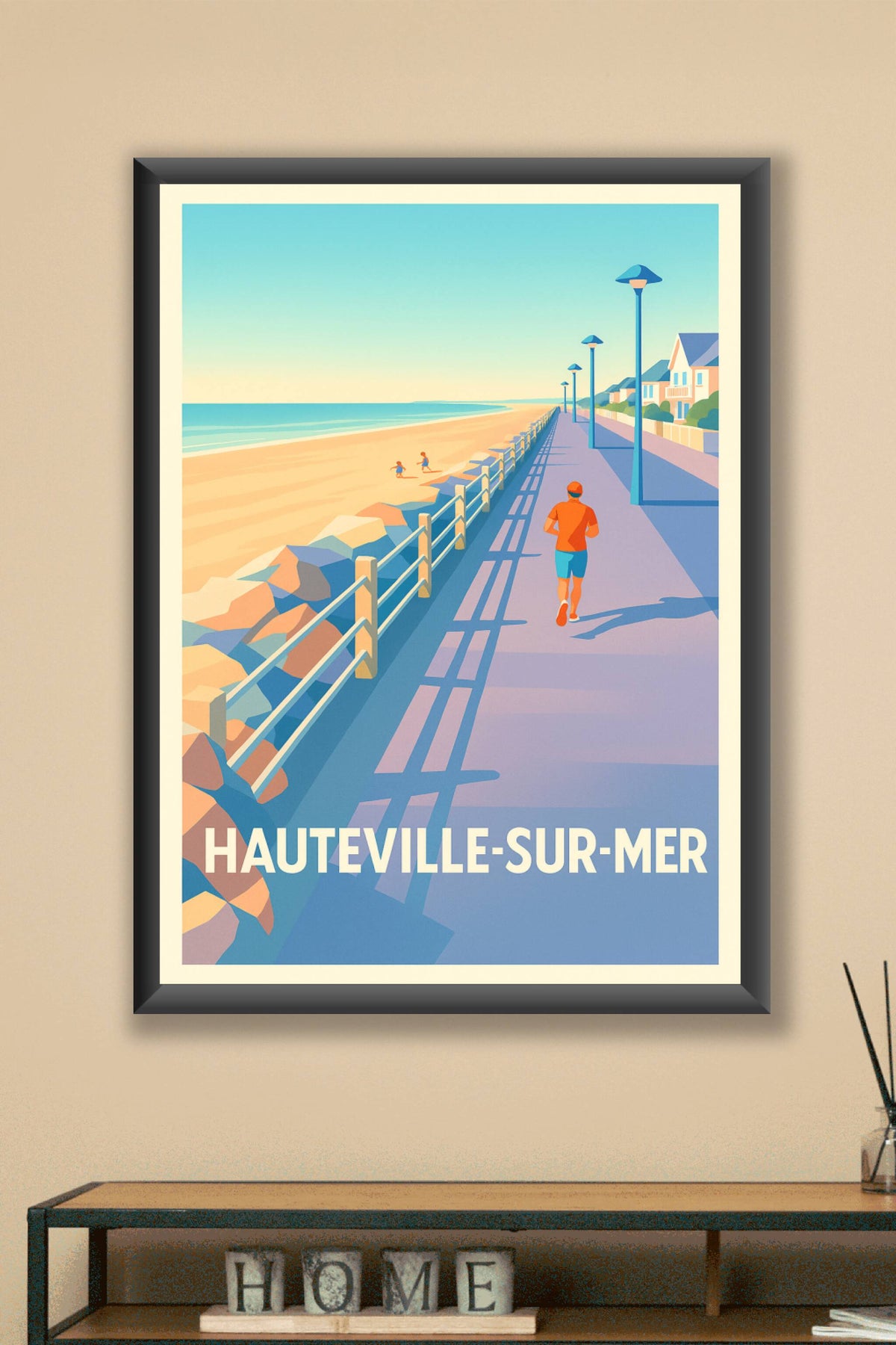 Affiche Hauteville-sur-Mer — Promenade vivifiante au bord de l'océan · poster d'art de Hauteville-sur-Mer