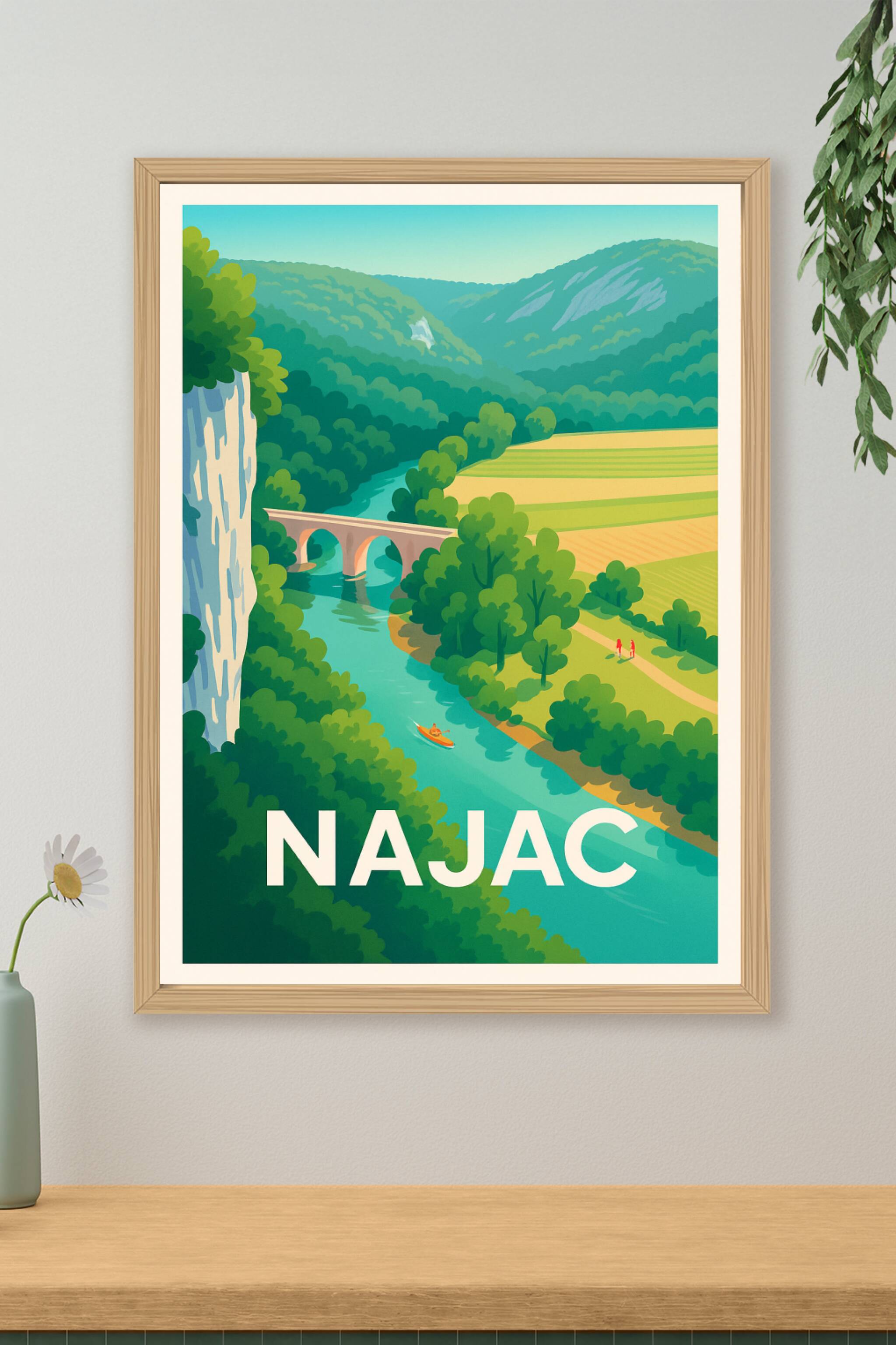 Affiche de Najac - Évasion au fil de l'eau et nature préservée