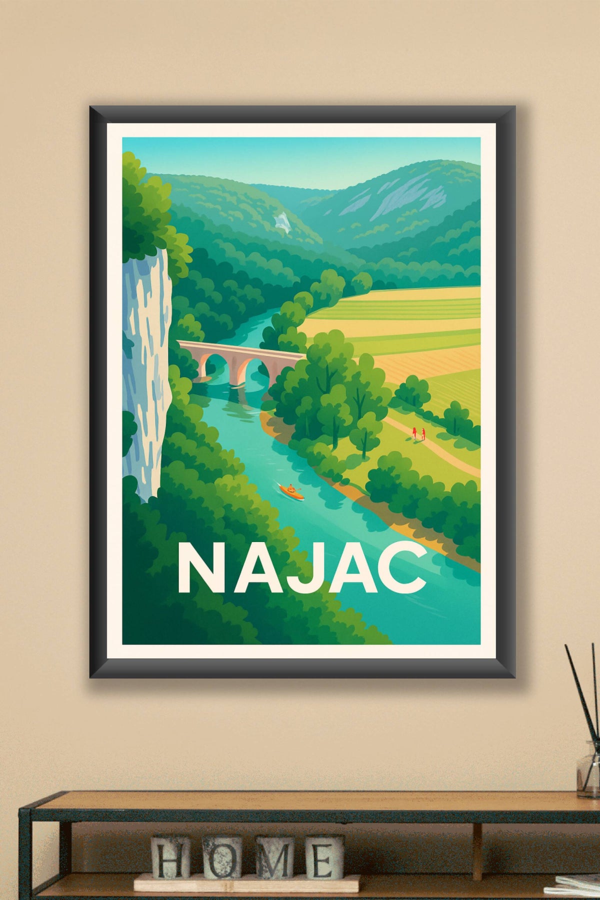 Affiche Najac — Évasion au fil de l'eau et nature préservée · poster d'art de Najac