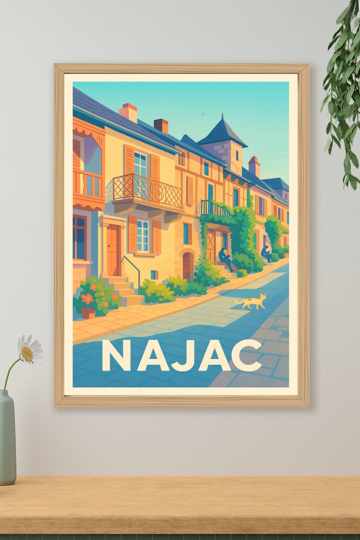 Affiche Najac — Charme et douceur d'une ruelle ensoleillée · poster d'art de Najac