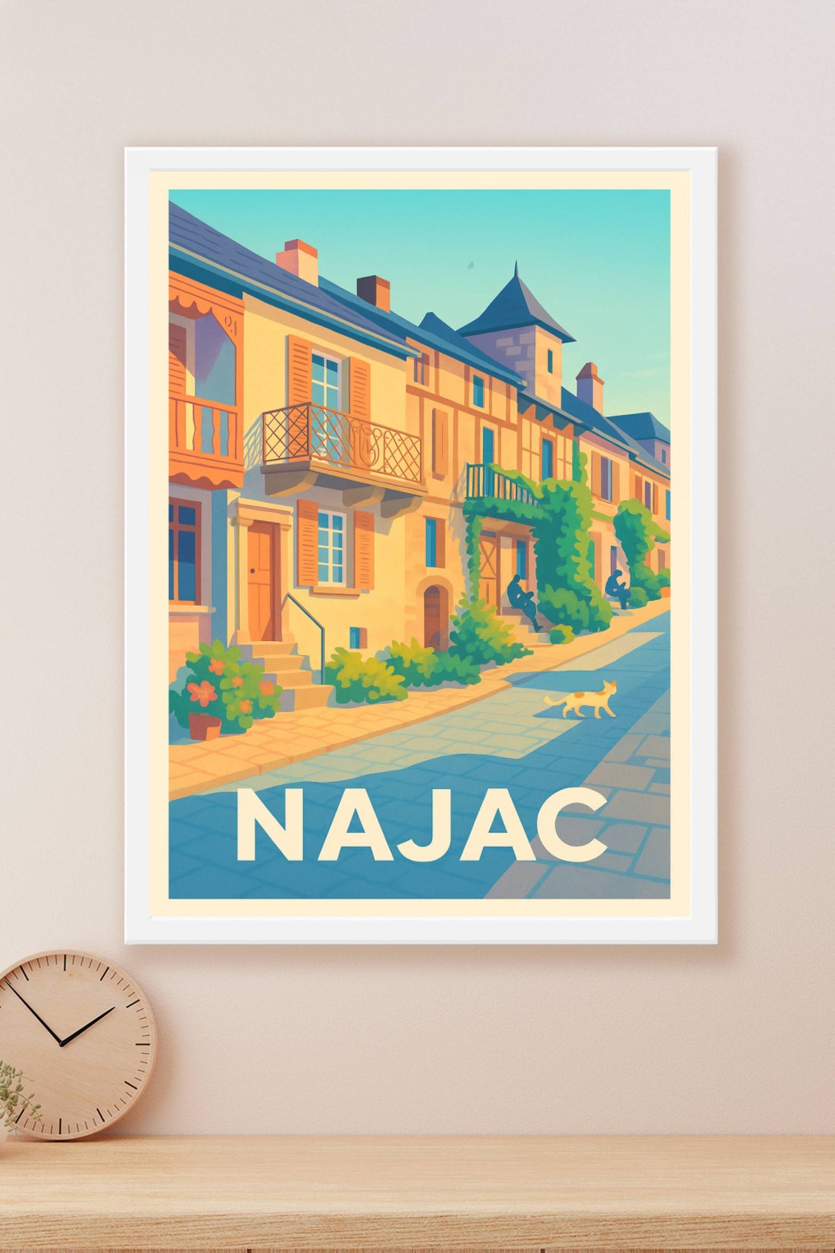 Affiche Najac — Charme et douceur d'une ruelle ensoleillée · poster d'art de Najac