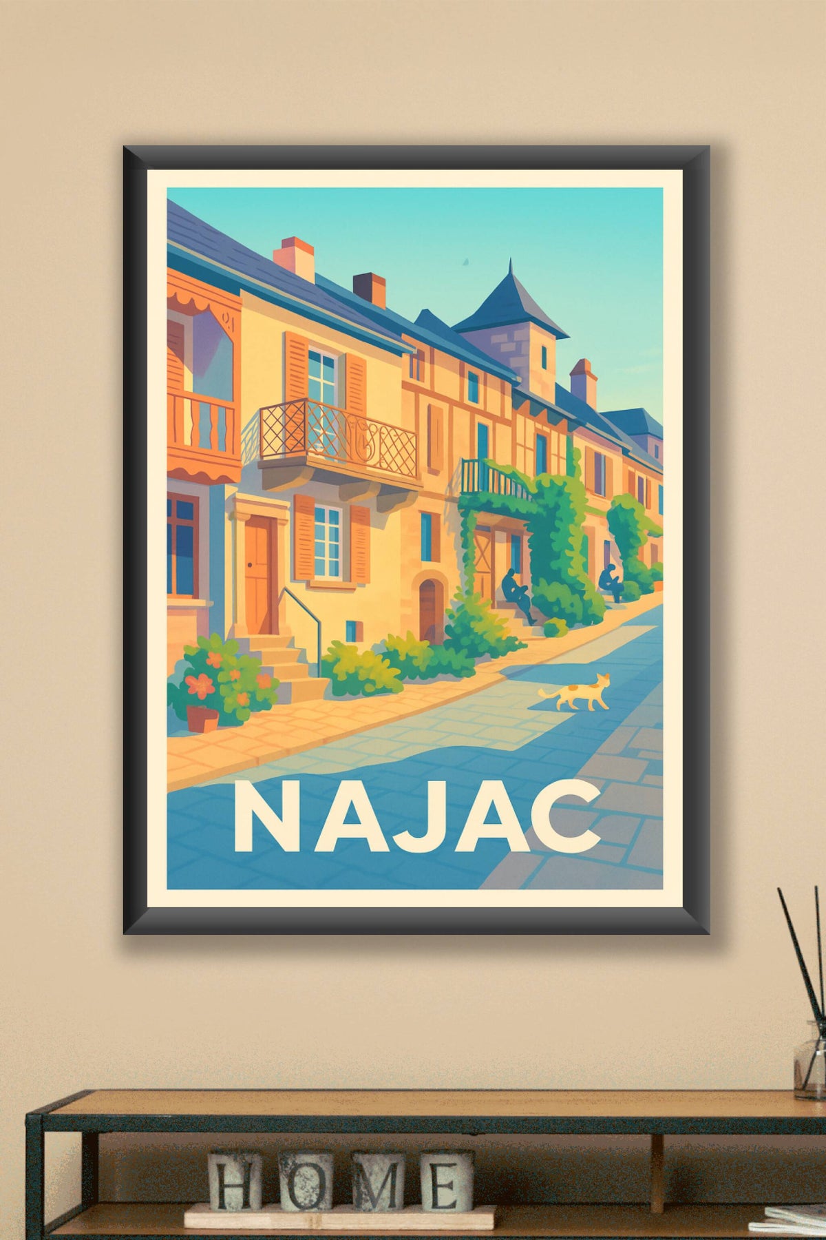 Affiche Najac — Charme et douceur d'une ruelle ensoleillée · poster d'art de Najac