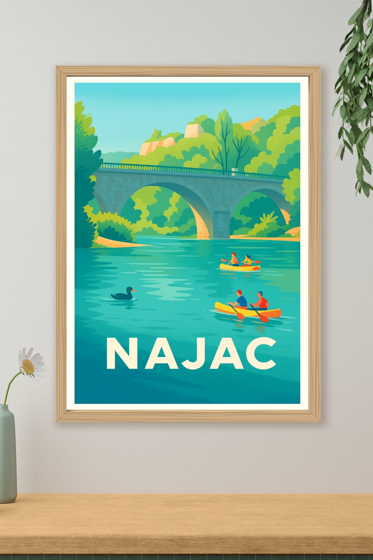 Affiche Najac — Évasion paisible sur la rivière · poster d'art de Najac