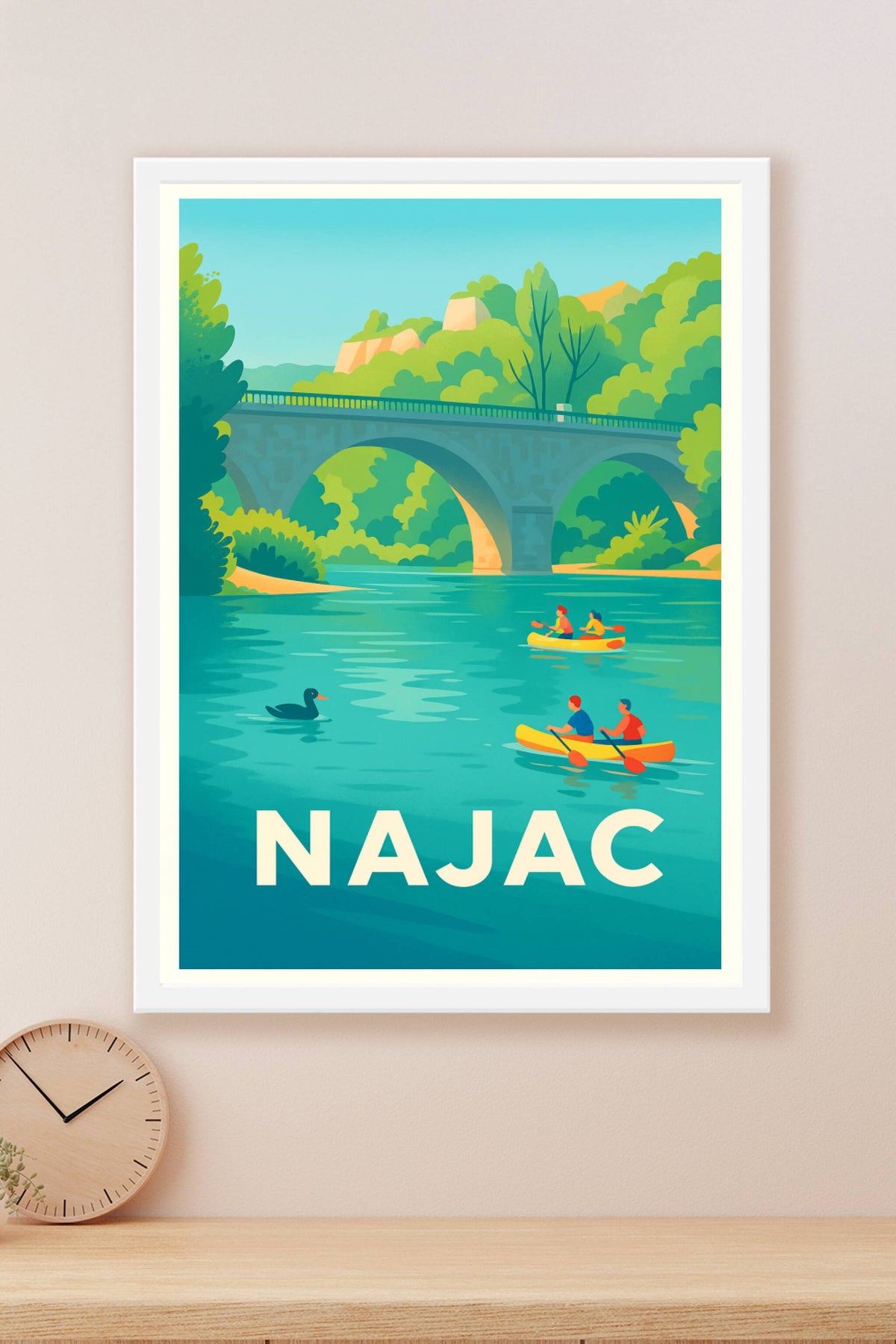 Affiche Najac — Évasion paisible sur la rivière · poster d'art de Najac