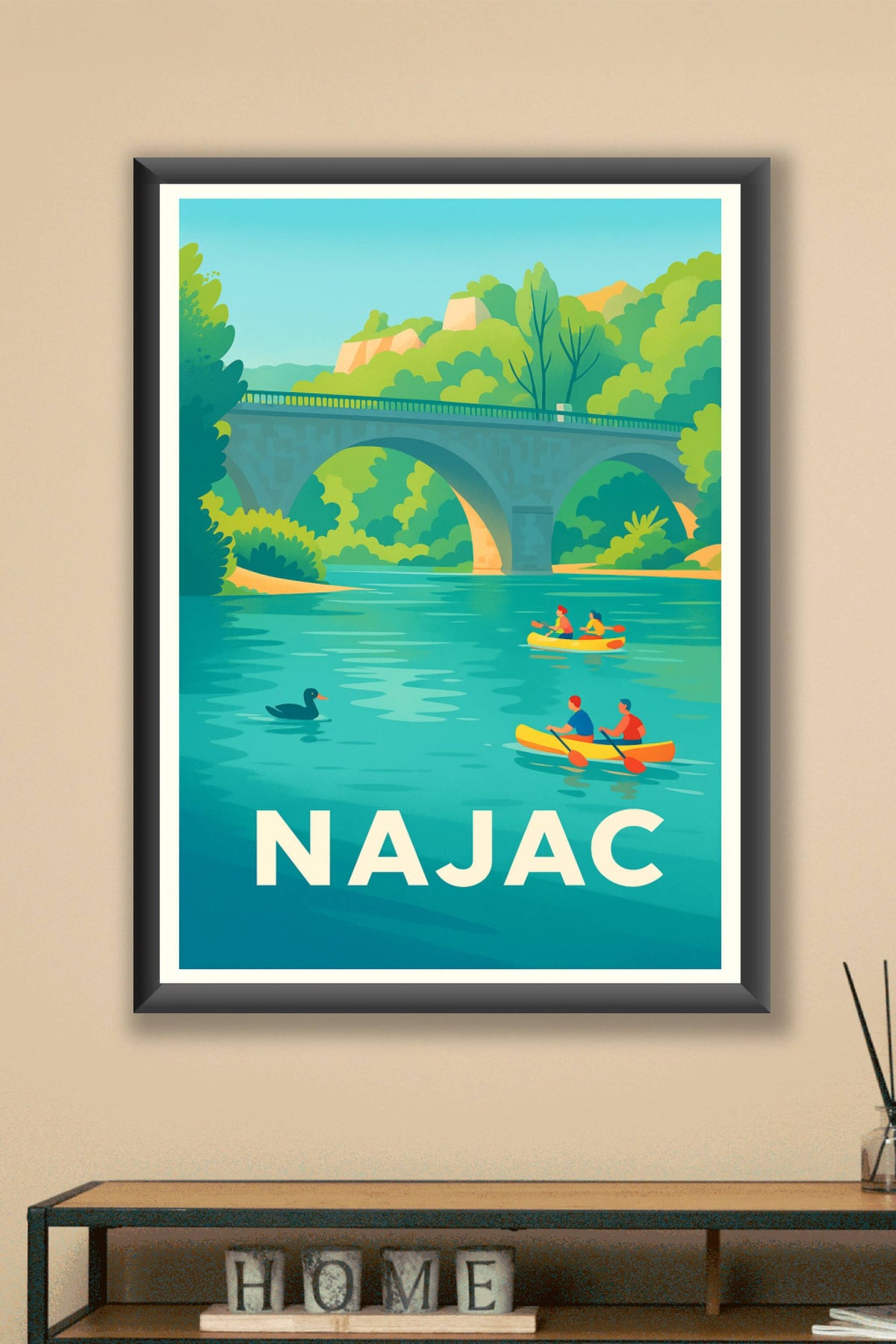 Affiche Najac — Évasion paisible sur la rivière · poster d'art de Najac