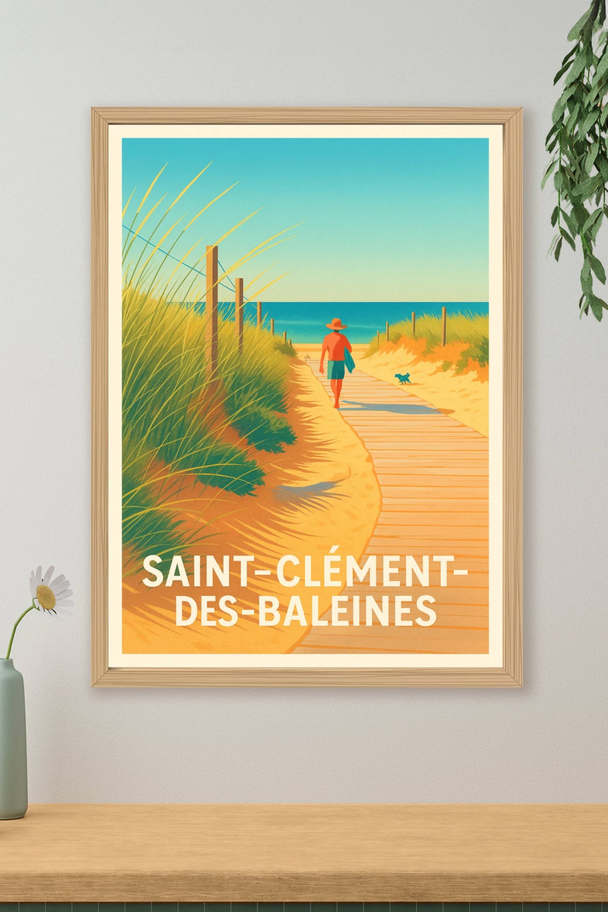 Affiche Saint-Clément-des-Baleines — Invitation à la plage ensoleillée · poster d'art de Saint-Clément-des-Baleines