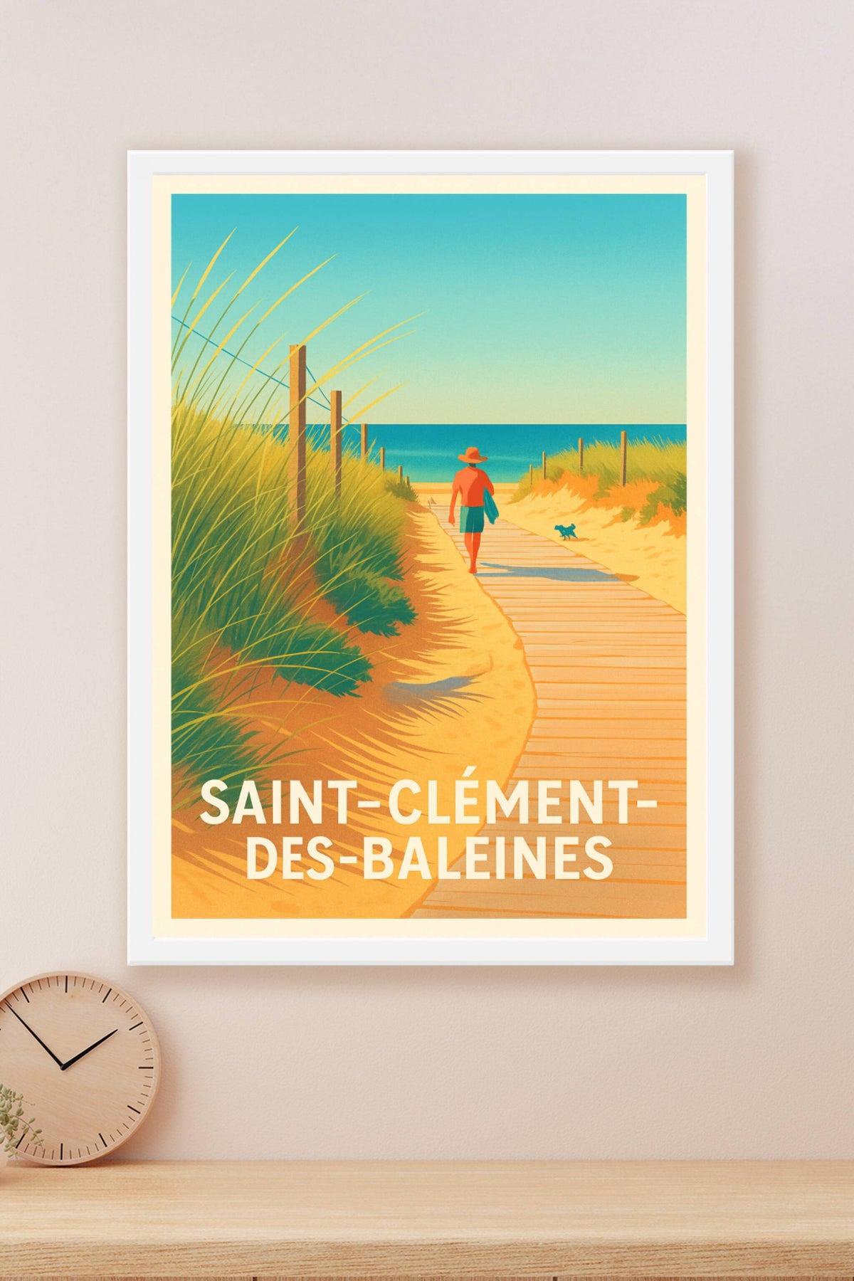 Affiche Saint-Clément-des-Baleines — Invitation à la plage ensoleillée · poster d'art de Saint-Clément-des-Baleines