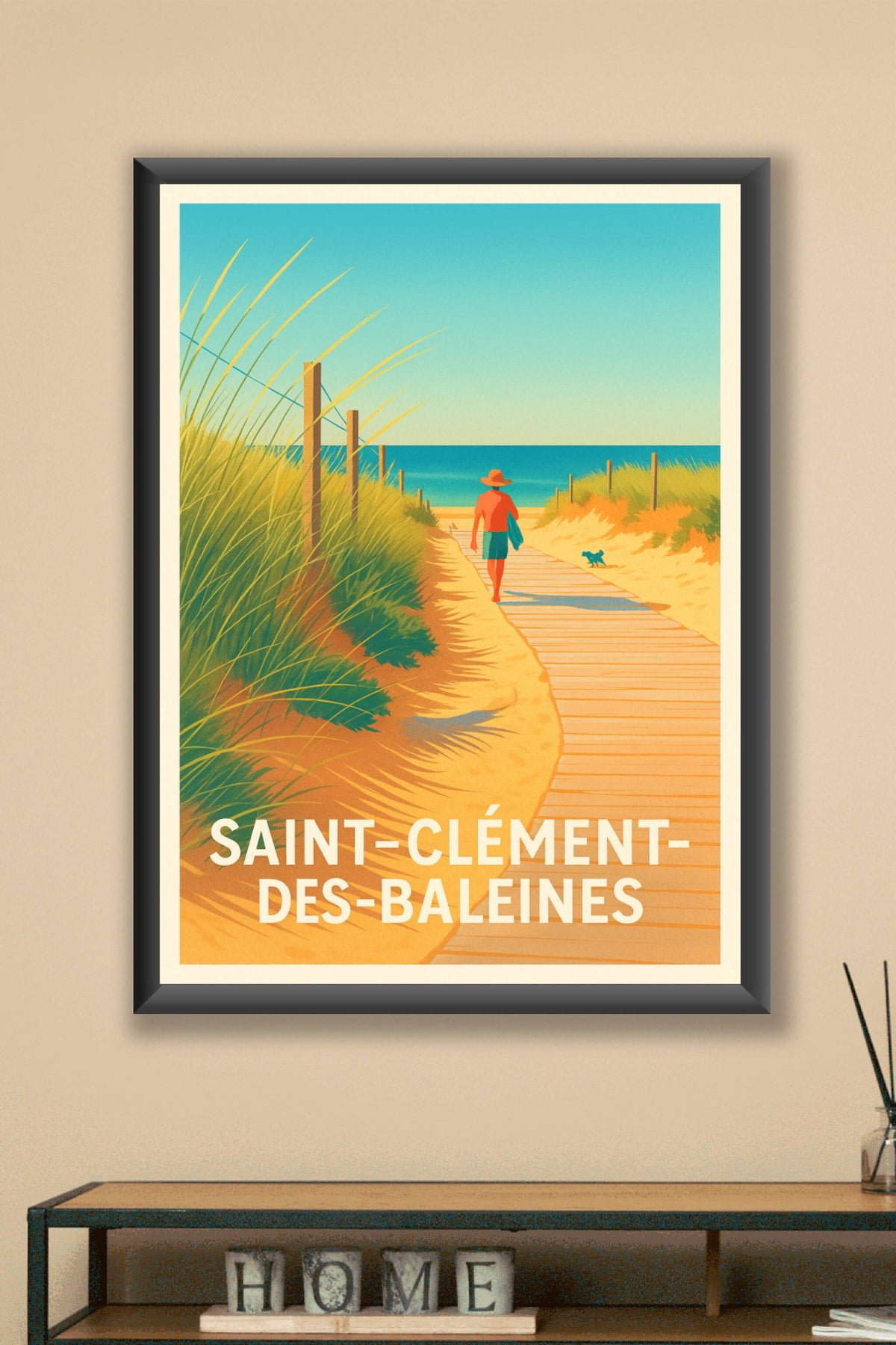 Affiche Saint-Clément-des-Baleines — Invitation à la plage ensoleillée · poster d'art de Saint-Clément-des-Baleines