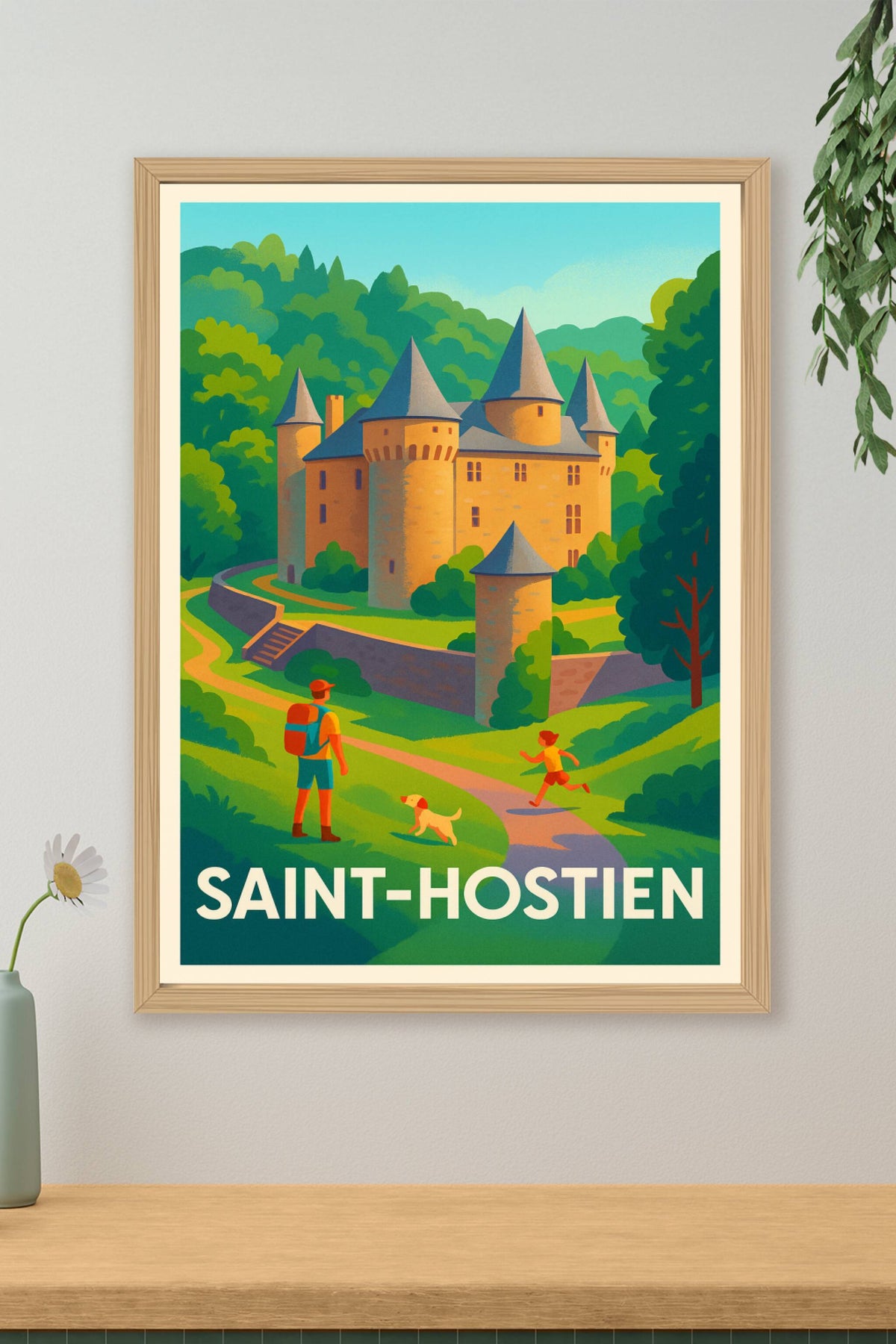 Affiche Saint-Hostien — Évasion champêtre et patrimoine historique · poster d'art de Saint-Hostien