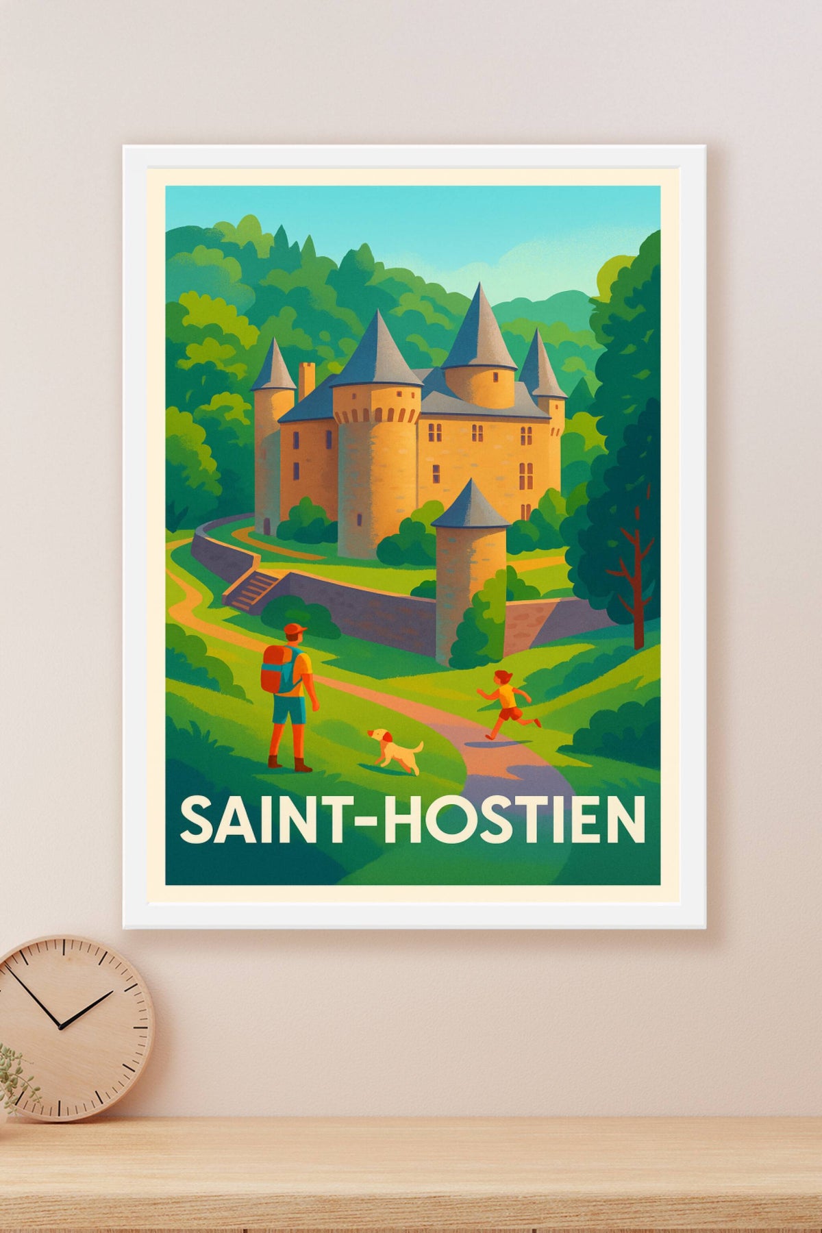 Affiche Saint-Hostien — Évasion champêtre et patrimoine historique · poster d'art de Saint-Hostien