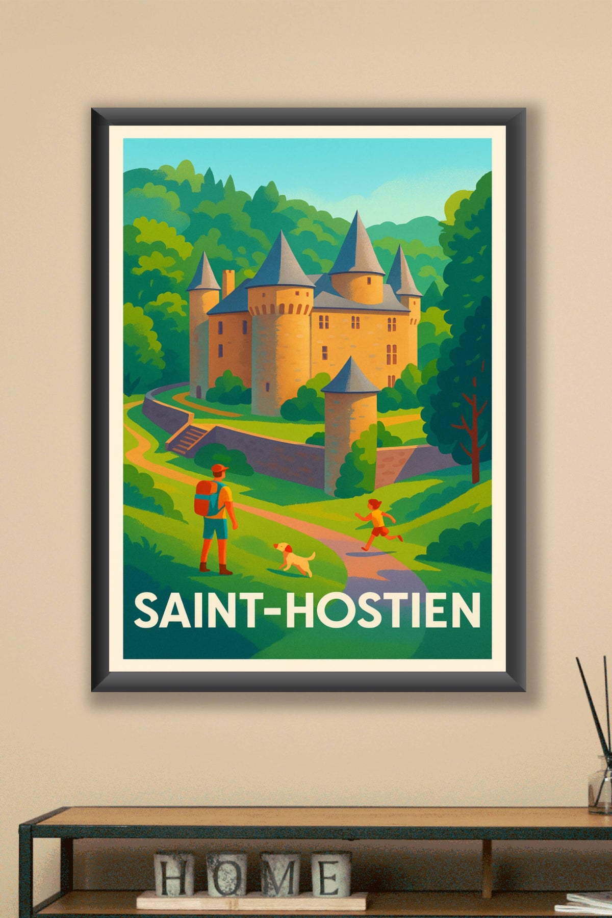 Affiche Saint-Hostien — Évasion champêtre et patrimoine historique · poster d'art de Saint-Hostien