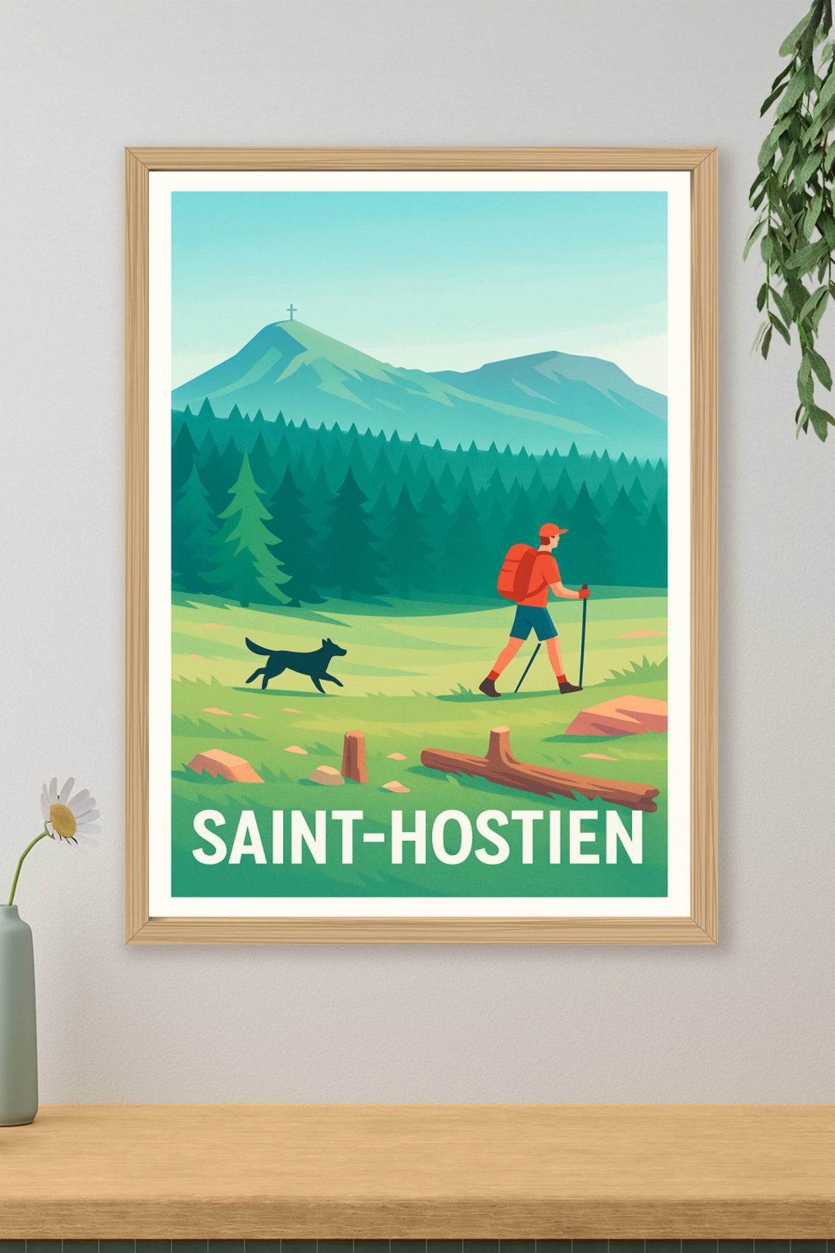 Affiche Saint-Hostien — Randonnée au cœur de la nature · poster d'art de Saint-Hostien
