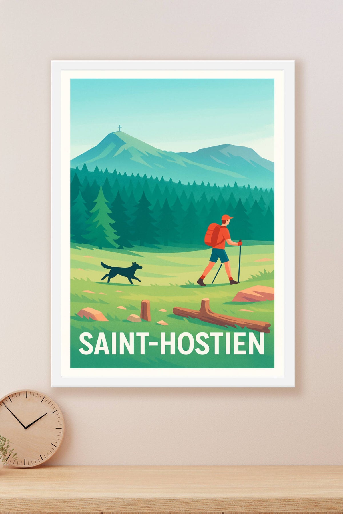 Affiche Saint-Hostien — Randonnée au cœur de la nature · poster d'art de Saint-Hostien
