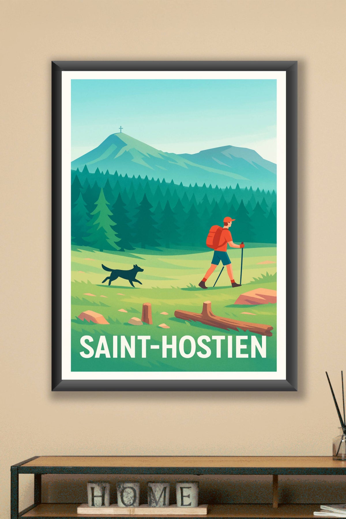 Affiche Saint-Hostien — Randonnée au cœur de la nature · poster d'art de Saint-Hostien