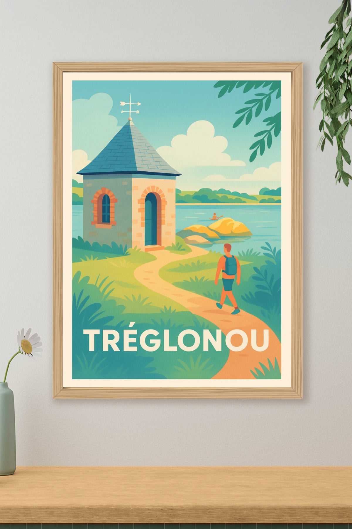 Affiche Tréglonou — Évasion au bord de l'eau · poster d'art de Tréglonou