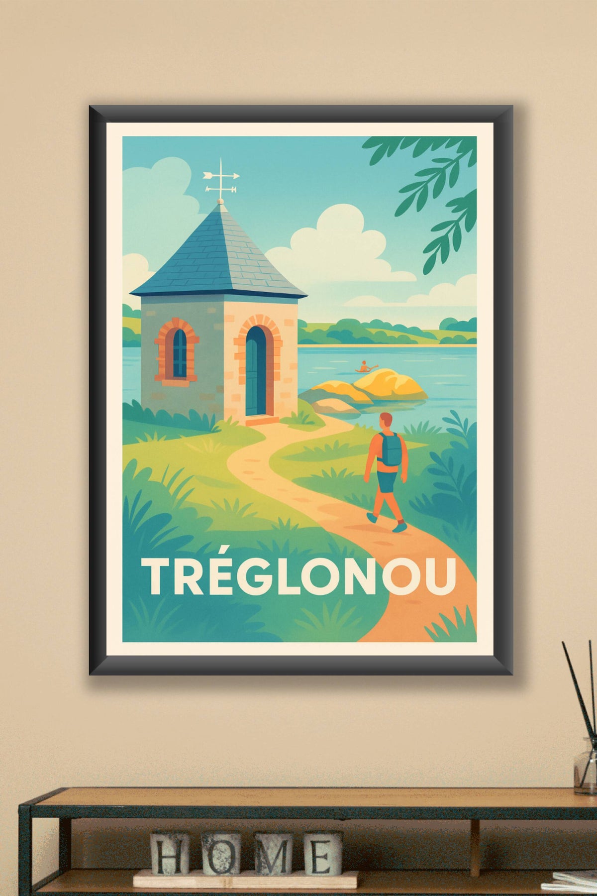Affiche Tréglonou — Évasion au bord de l'eau · poster d'art de Tréglonou