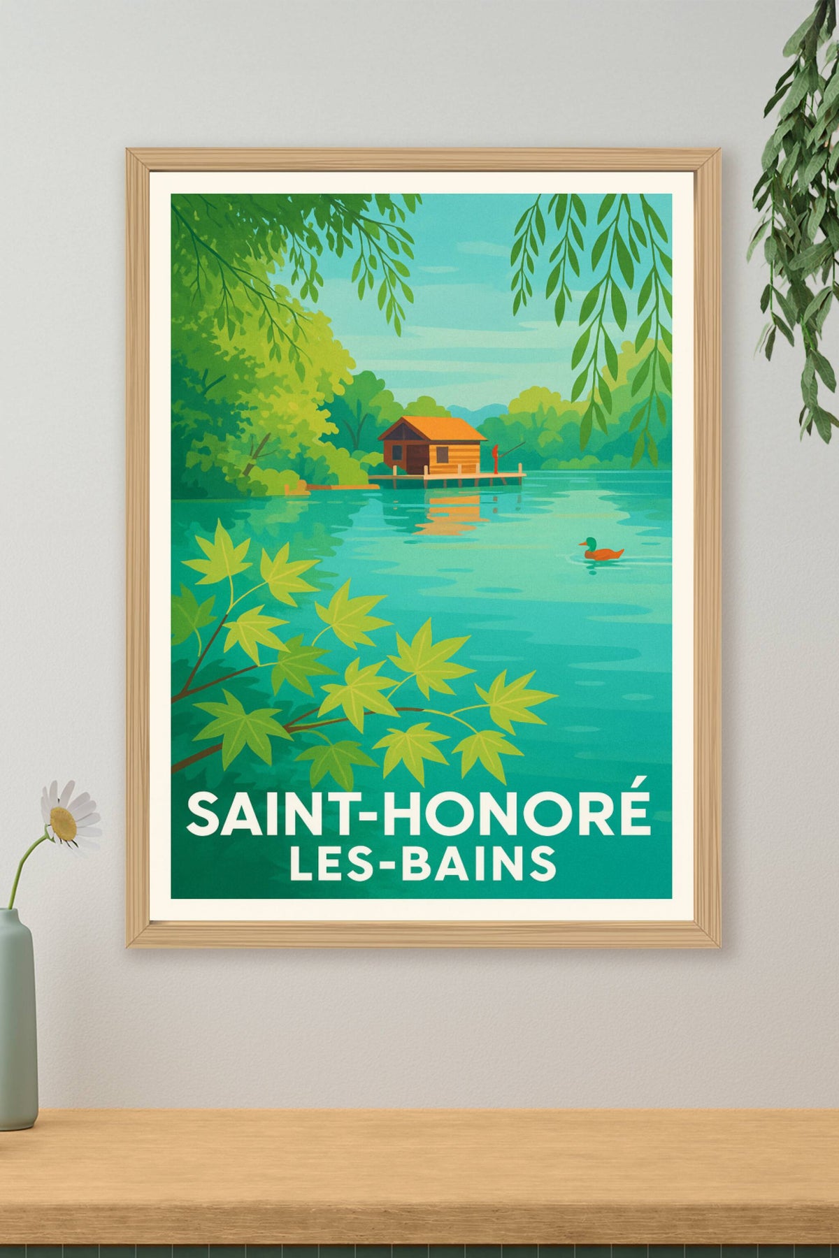 Affiche Saint-Honoré-les-Bains — Havre de paix sur l'eau · poster d'art de Saint-Honoré-les-Bains