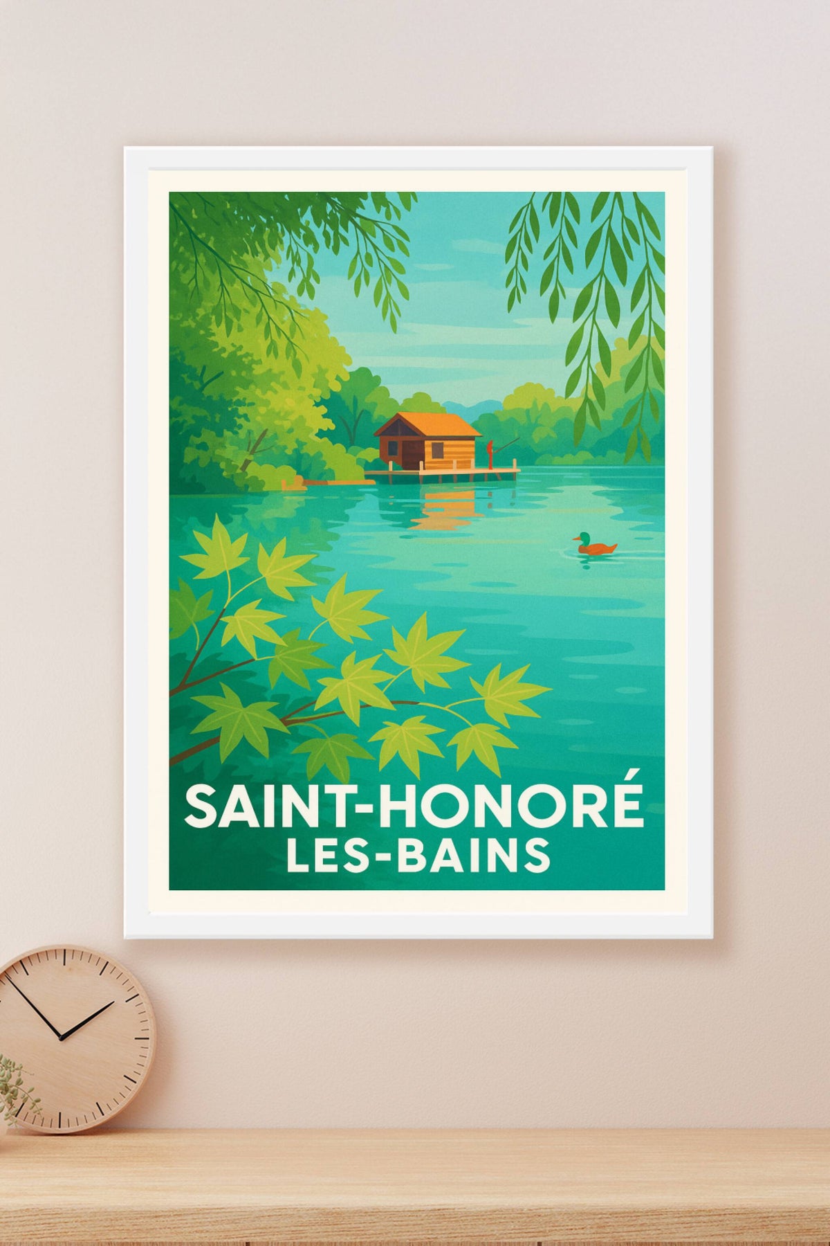 Affiche Saint-Honoré-les-Bains — Havre de paix sur l'eau · poster d'art de Saint-Honoré-les-Bains
