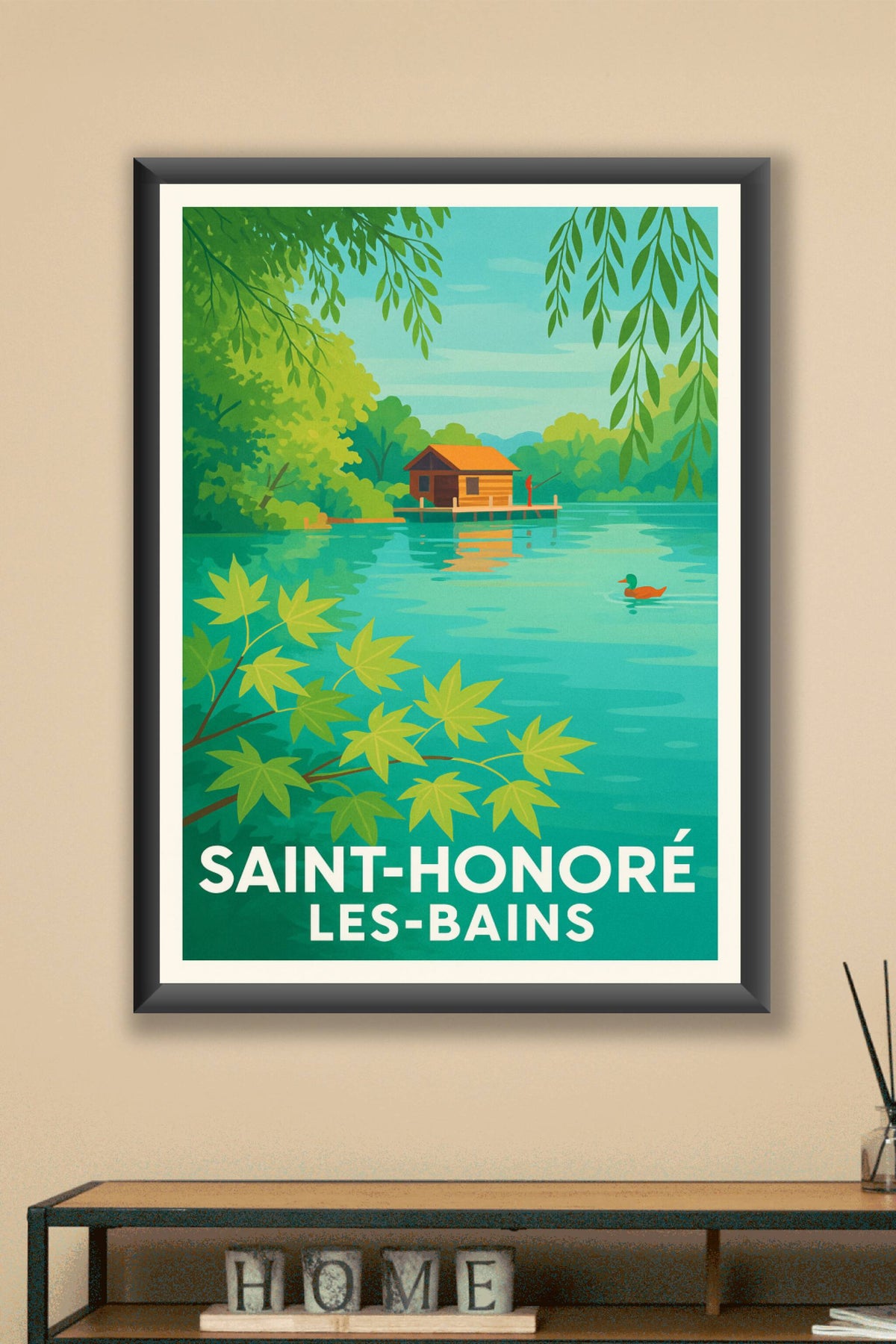 Affiche Saint-Honoré-les-Bains — Havre de paix sur l'eau · poster d'art de Saint-Honoré-les-Bains