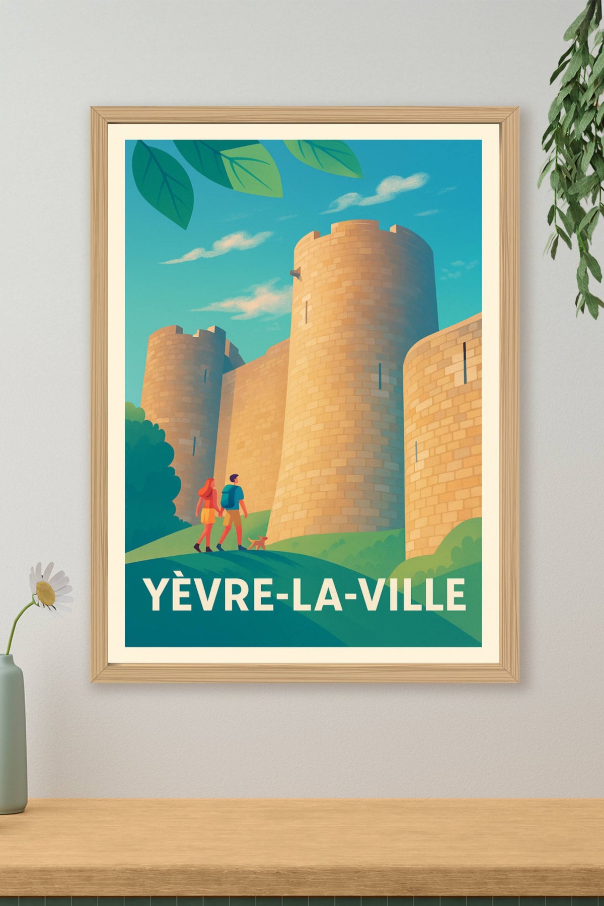 Affiche Yèvre-la-Ville — Flânerie au pied des fortifications historiques · poster d'art de Yèvre-la-Ville
