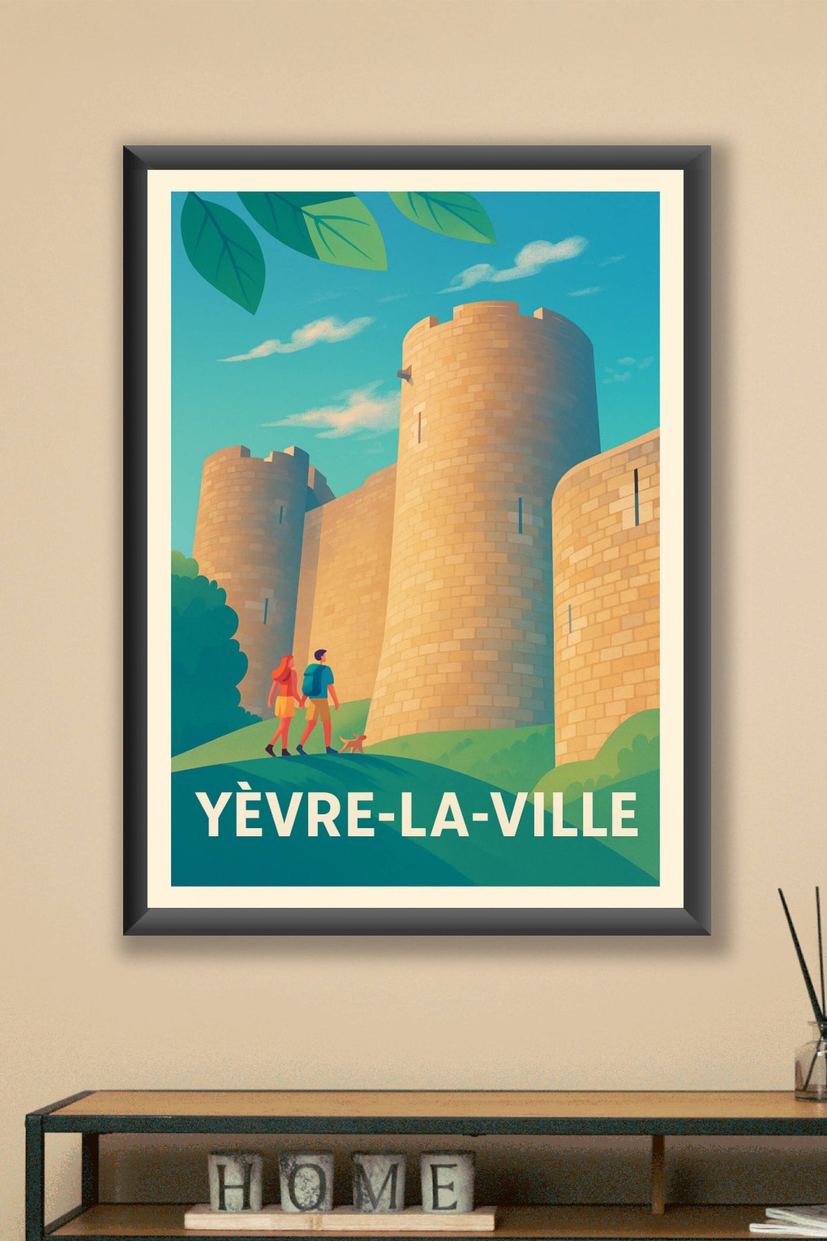 Affiche Yèvre-la-Ville — Flânerie au pied des fortifications historiques · poster d'art de Yèvre-la-Ville