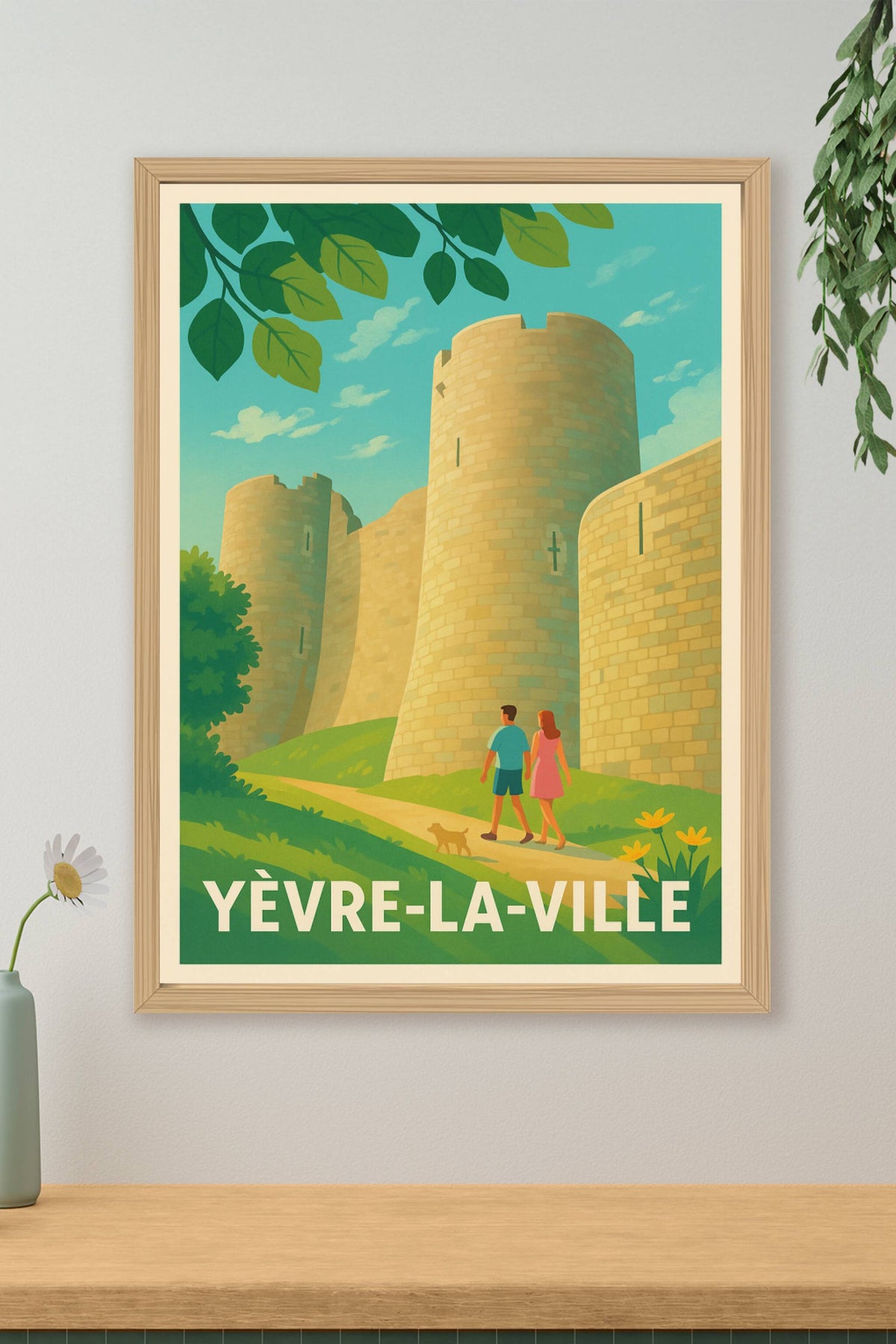 Affiche Yèvre-la-Ville — Promenade au cœur des remparts · poster d'art de Yèvre-la-Ville