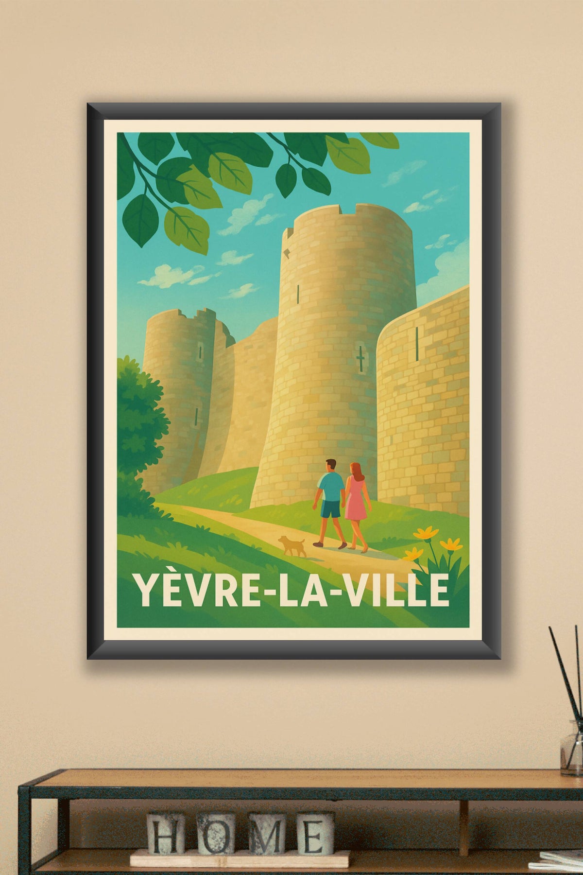 Affiche Yèvre-la-Ville — Promenade au cœur des remparts · poster d'art de Yèvre-la-Ville